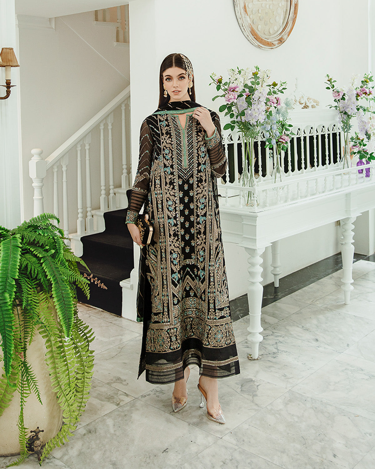 Maryum n Maria | Freesia Ariya Formals |  SW23-507 - Black - Iman -  Maryam N Maria Formal -  Agha Fabrics