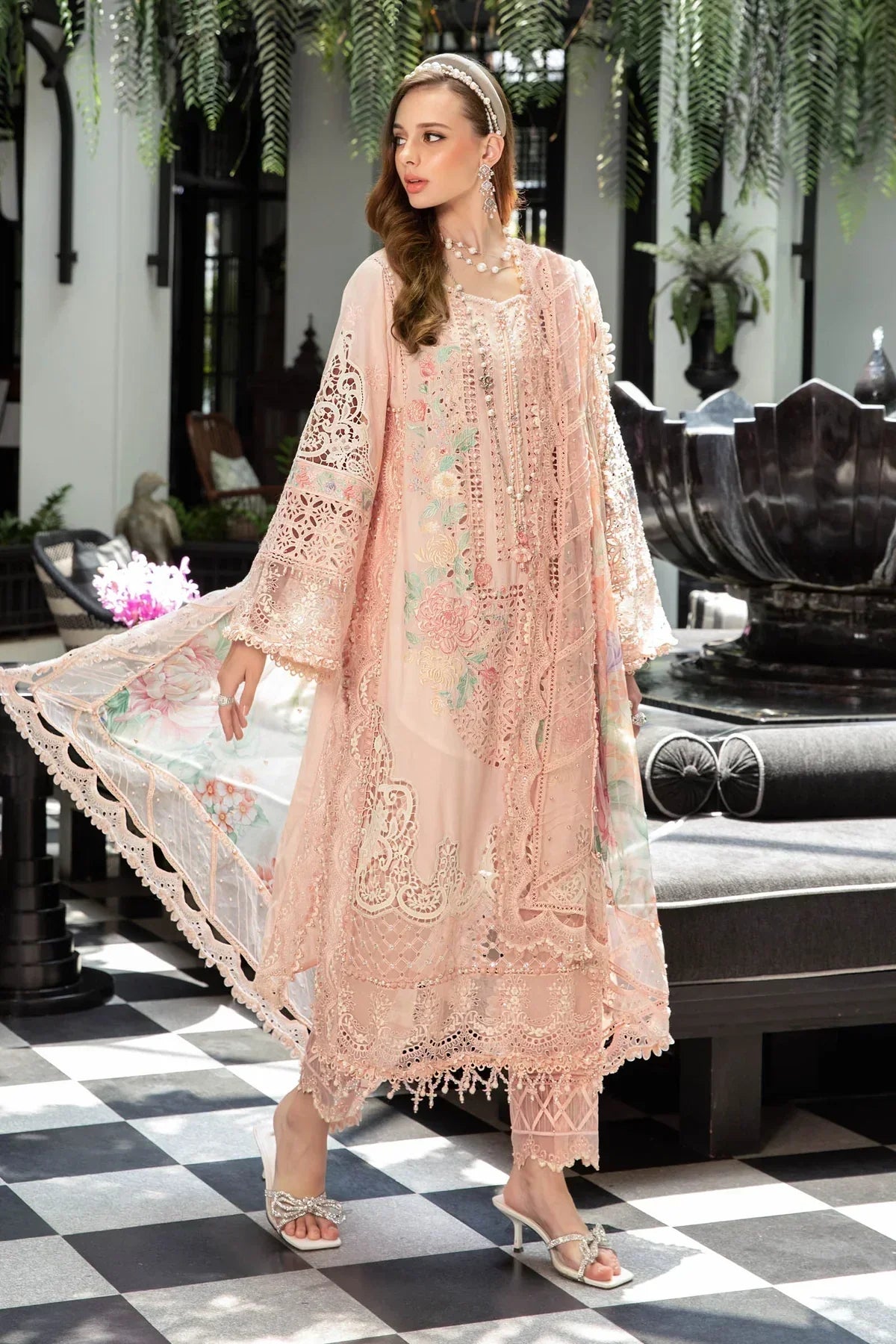Maria B | Luxury Lawn | EL-23-07-Peach -  Maria B Luxury -  Agha Fabrics
