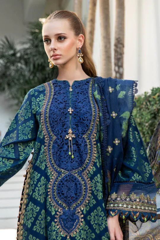 Maria B | Luxury Lawn | EL-23-08-Blue -  Maria B Luxury -  Agha Fabrics
