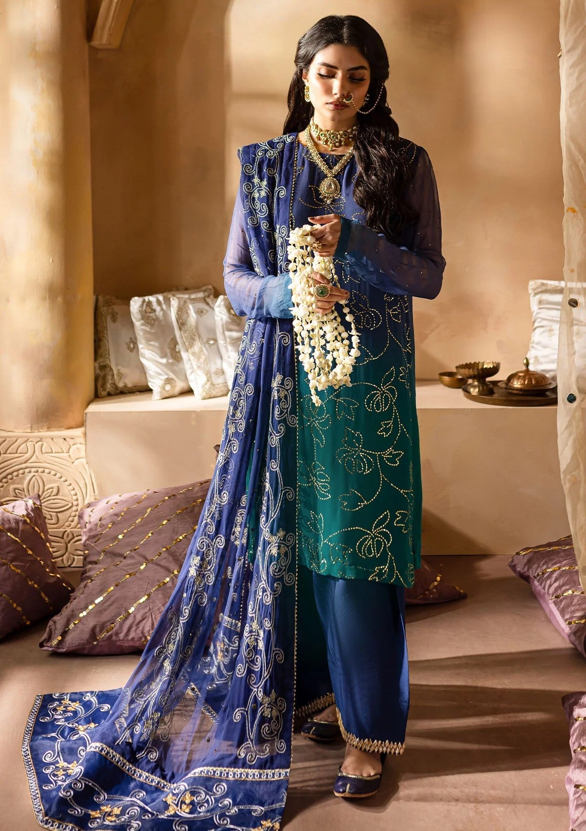 Formal Collection - Nureh - Mukeshkari - Chiffon - NMC24#03 - Official Nureh - Agha Fabrics UK