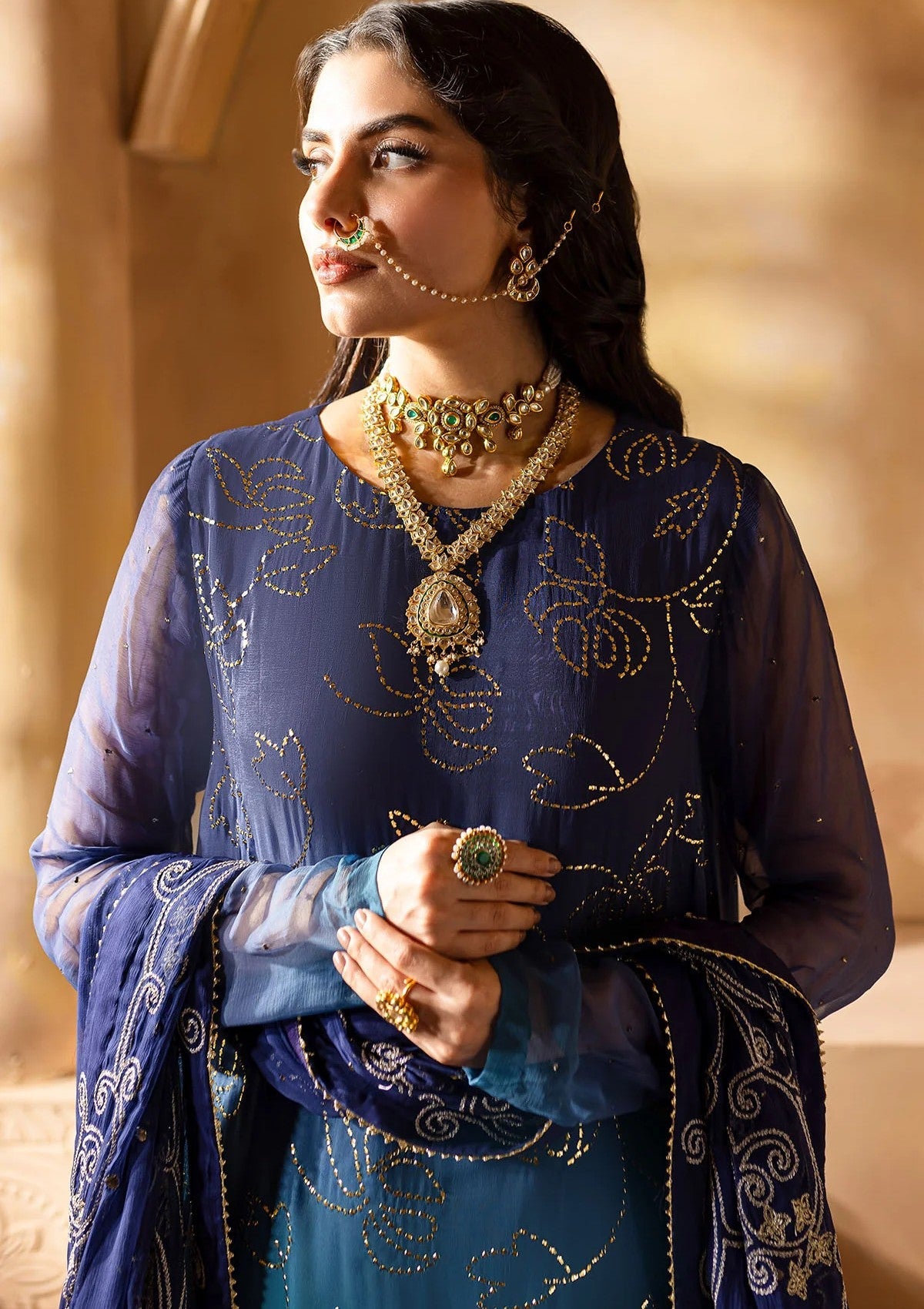 Formal Collection - Nureh - Mukeshkari - Chiffon - NMC24#03 - Official Nureh - Agha Fabrics UK