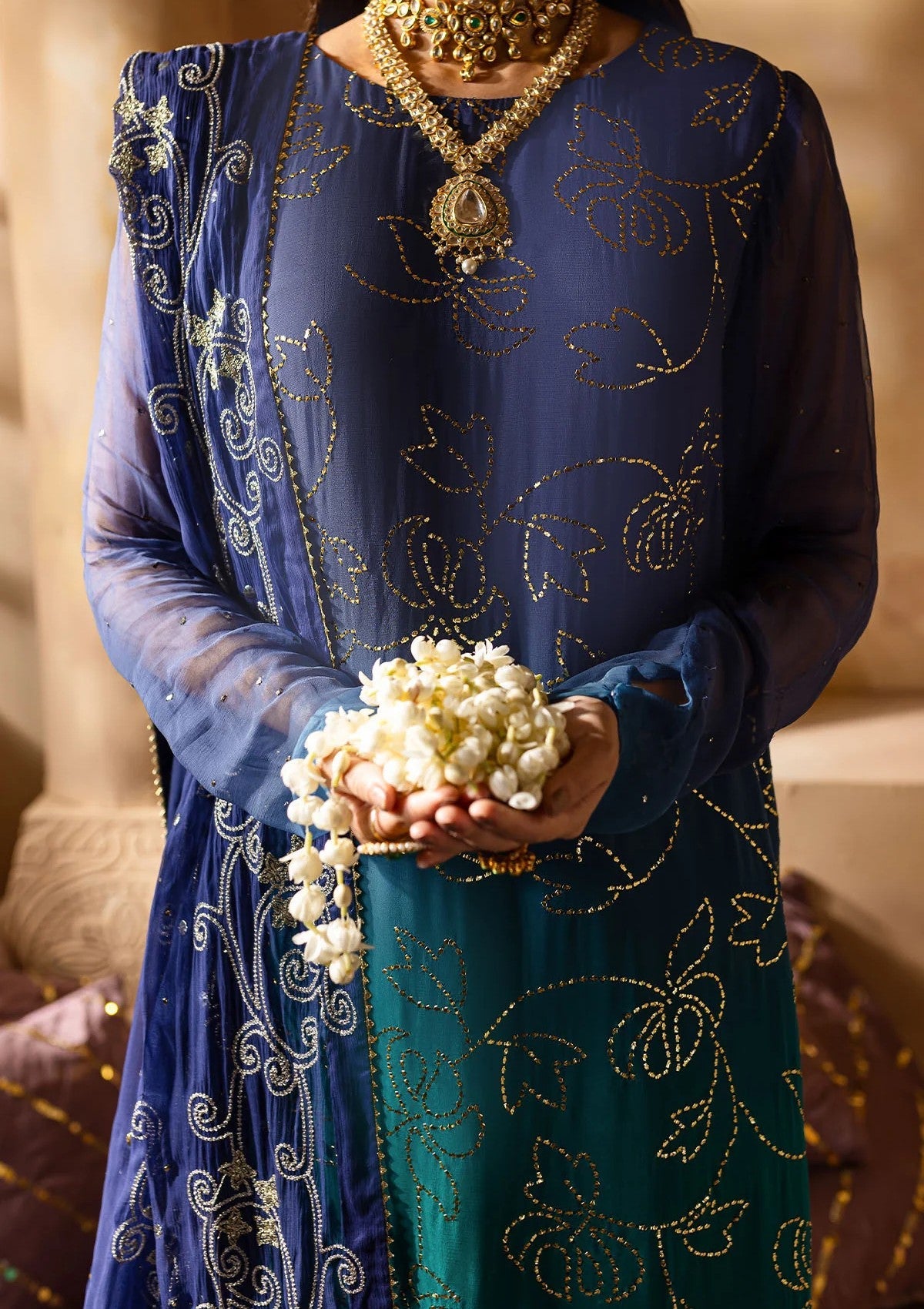 Formal Collection - Nureh - Mukeshkari - Chiffon - NMC24#03 - Official Nureh - Agha Fabrics UK