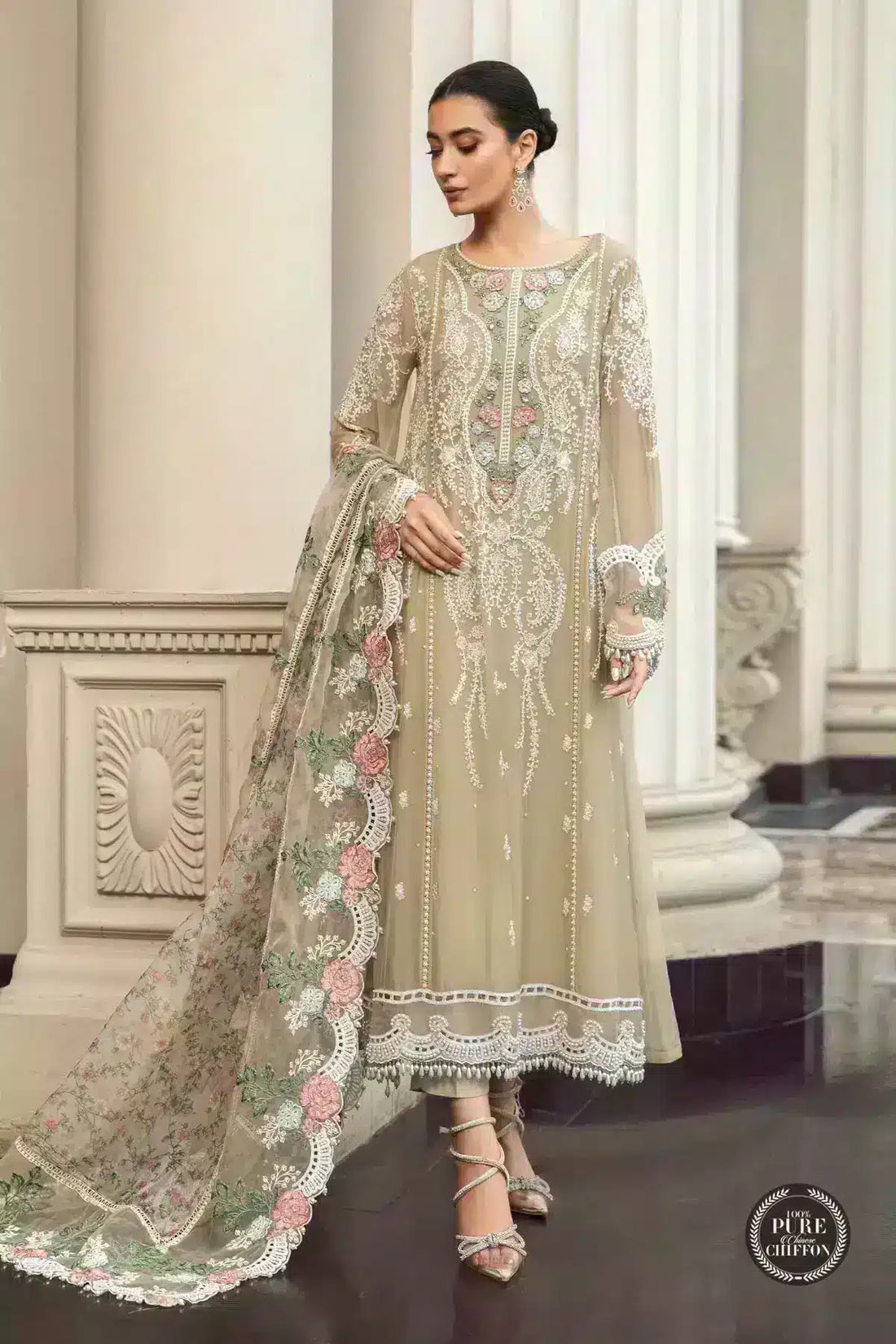 Maria B | Luxury Chiffon Collection | Coffee -  Maria B Formal -  Agha Fabrics