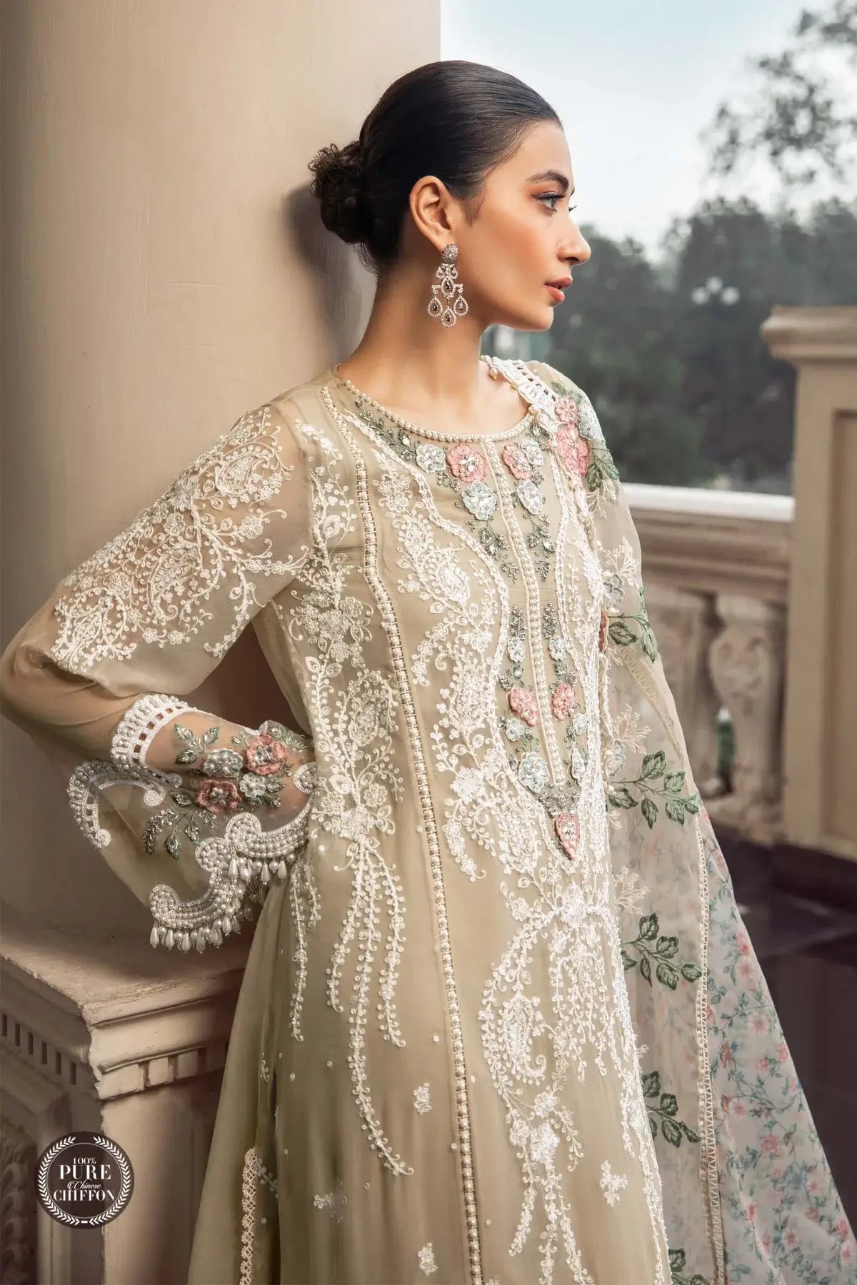 Maria B | Luxury Chiffon Collection | Coffee -  Maria B Formal -  Agha Fabrics