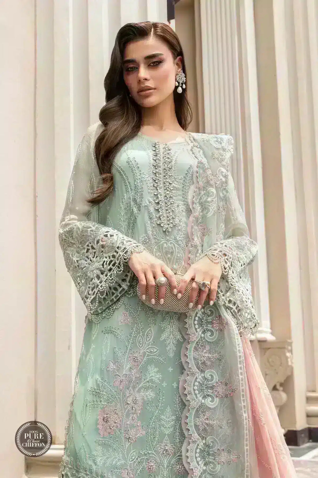 Maria B | Luxury Chiffon Collection | Mint Green -  Maria B Formal -  Agha Fabrics