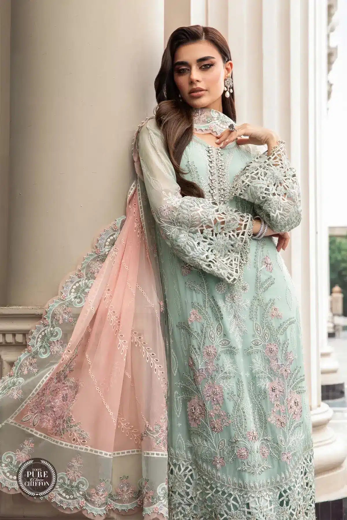 Maria B | Luxury Chiffon Collection | Mint Green -  Maria B Formal -  Agha Fabrics