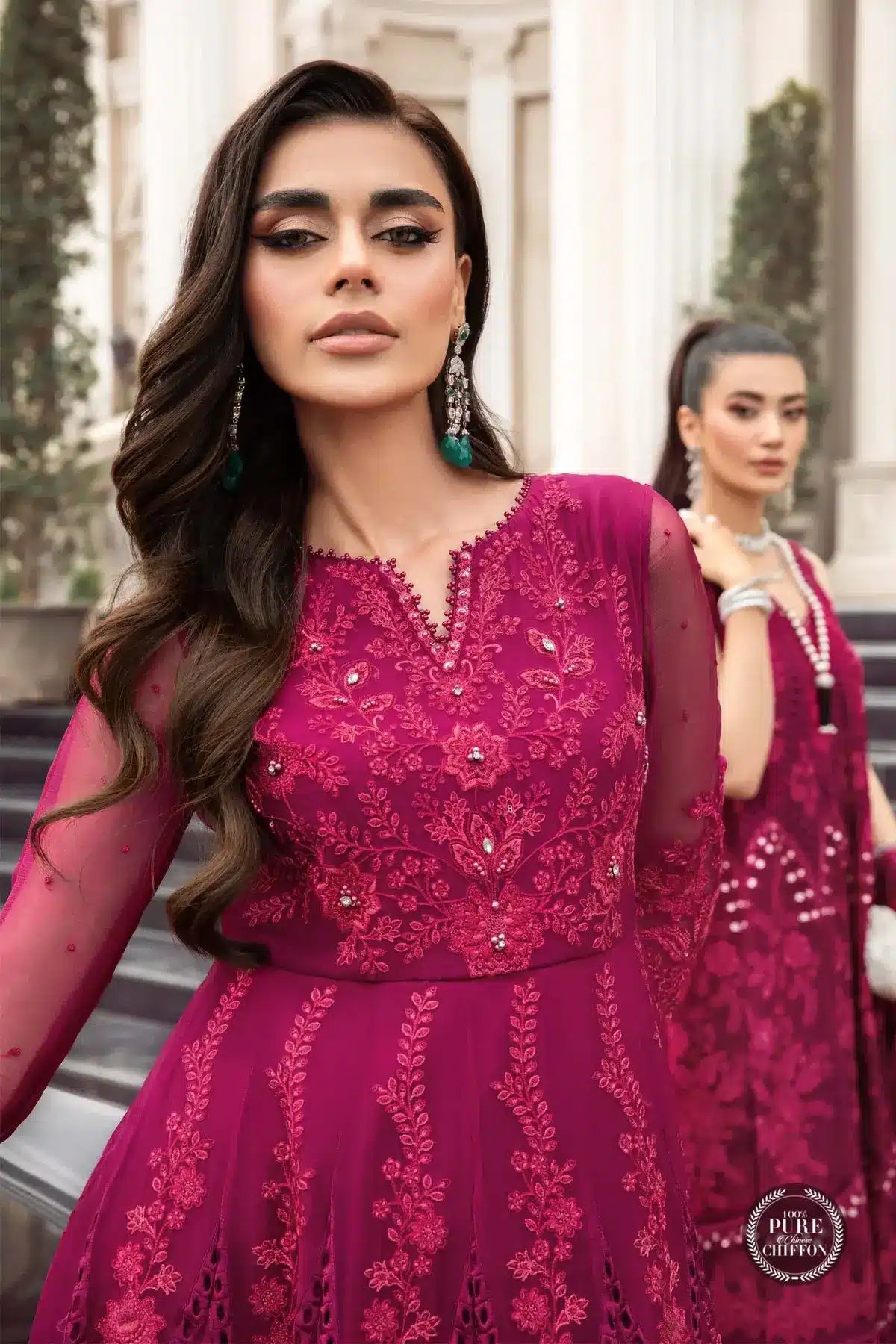 Maria B | Luxury Chiffon Collection | Magenta Pink -  Maria B Formal -  Agha Fabrics