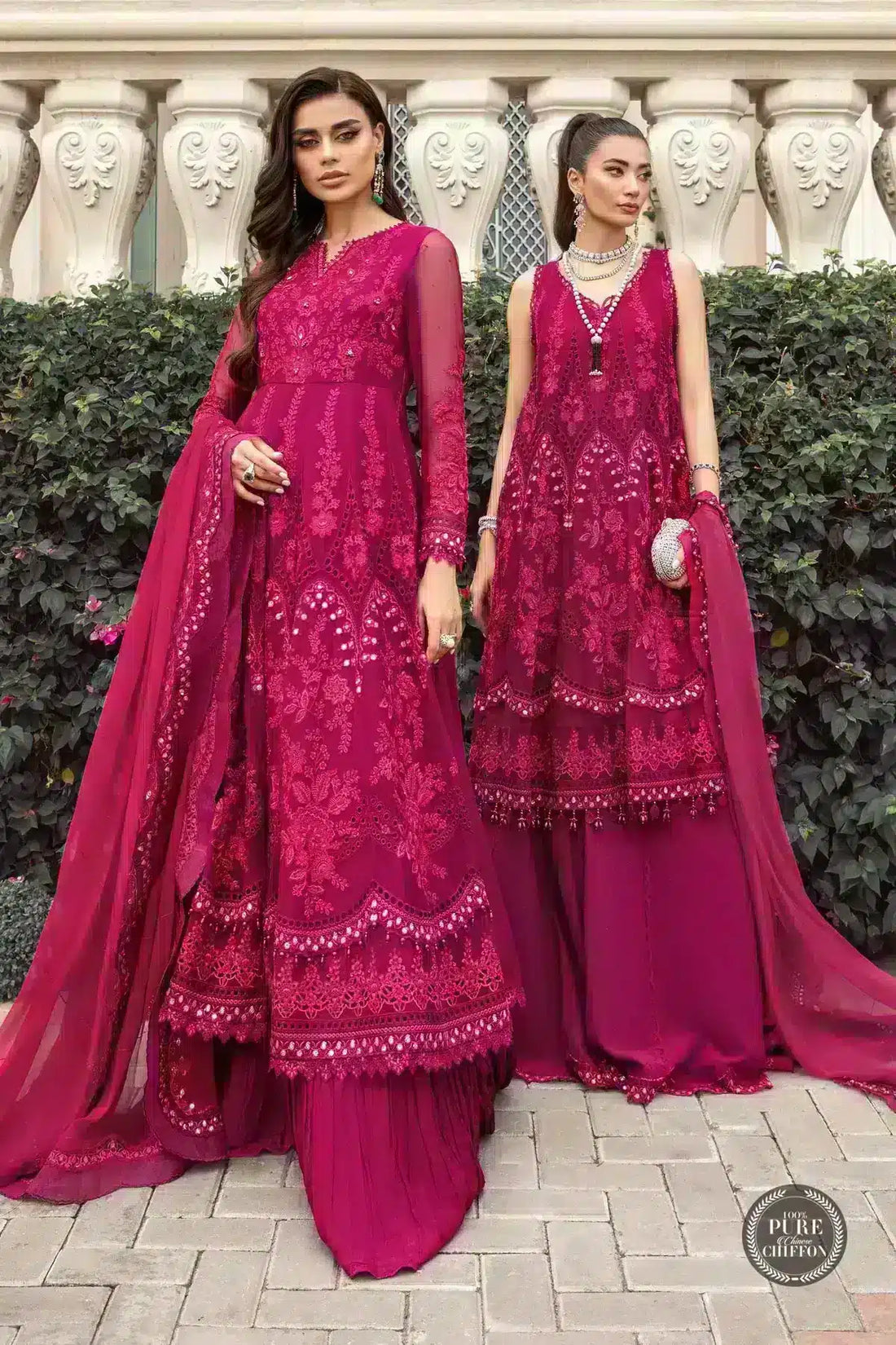 Maria B | Luxury Chiffon Collection | Magenta Pink -  Maria B Formal -  Agha Fabrics