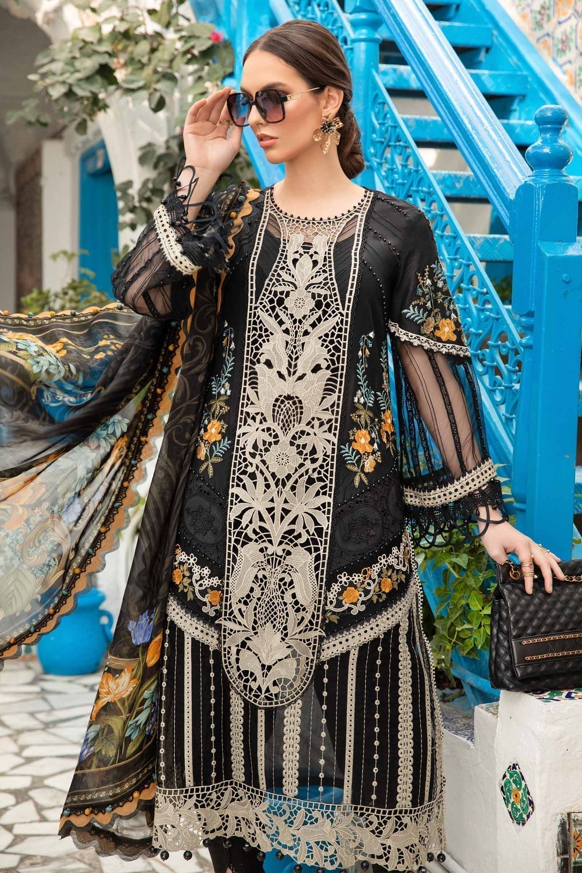 Maria B | Voyage a' Luxe Lawn | D-2415-B -  Maria B Luxury -  Agha Fabrics