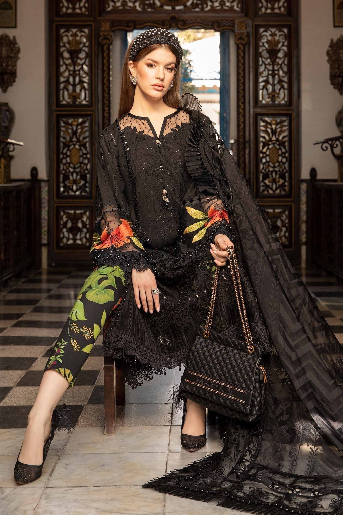 Maria B | Voyage a' Luxe Lawn | D-2408-B -  Maria B Luxury -  Agha Fabrics