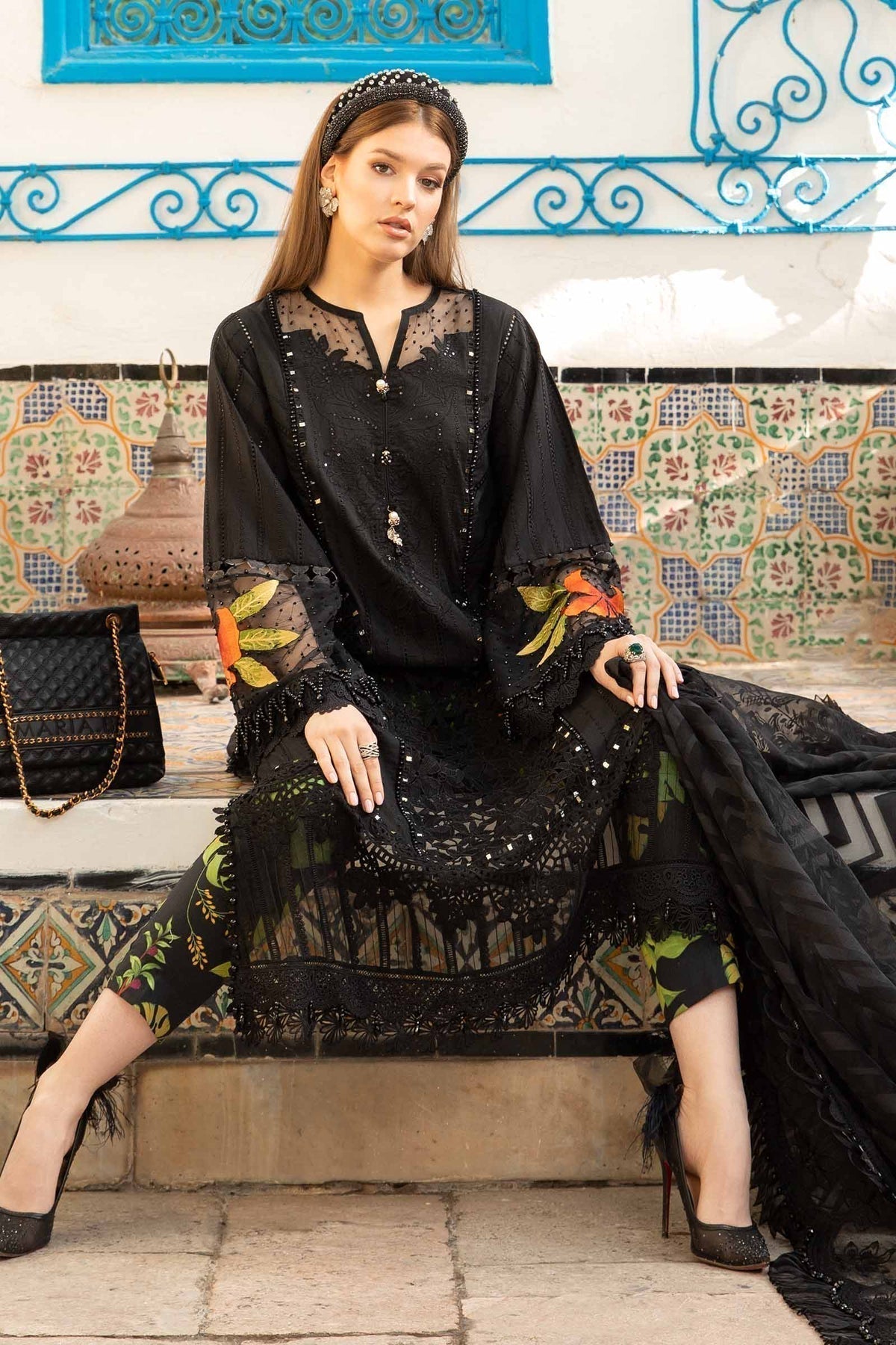Maria B | Voyage a' Luxe Lawn | D-2408-B -  Maria B Luxury -  Agha Fabrics
