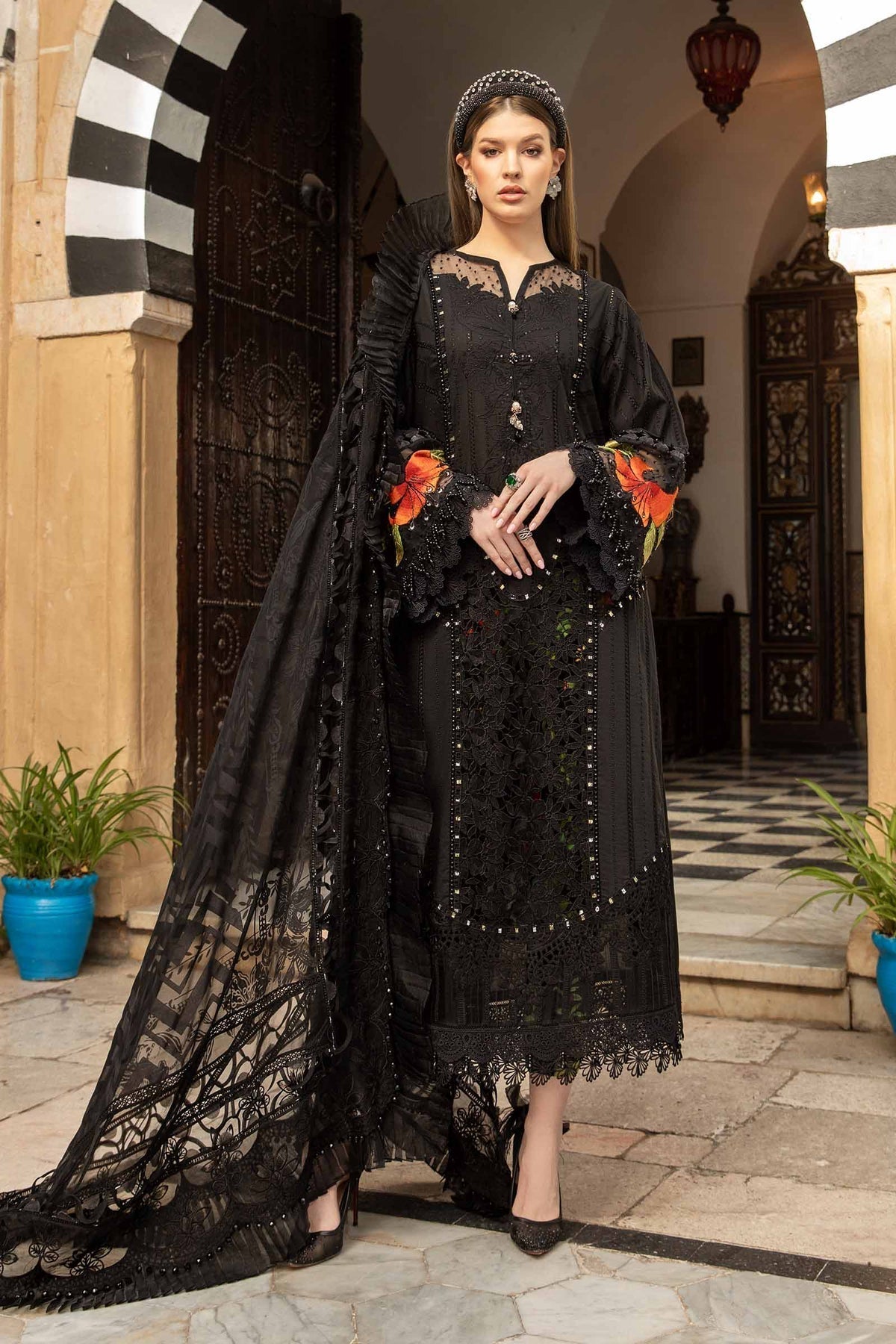 Maria B | Voyage a' Luxe Lawn | D-2408-B -  Maria B Luxury -  Agha Fabrics