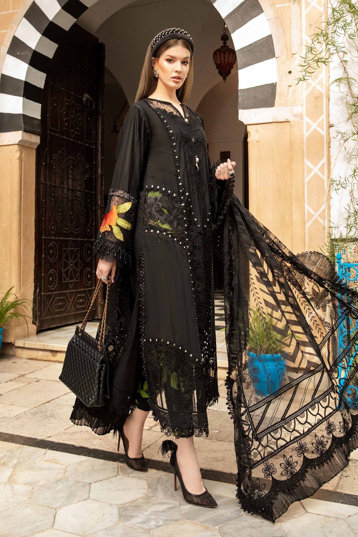 Maria B | Voyage a' Luxe Lawn | D-2408-B -  Maria B Luxury -  Agha Fabrics