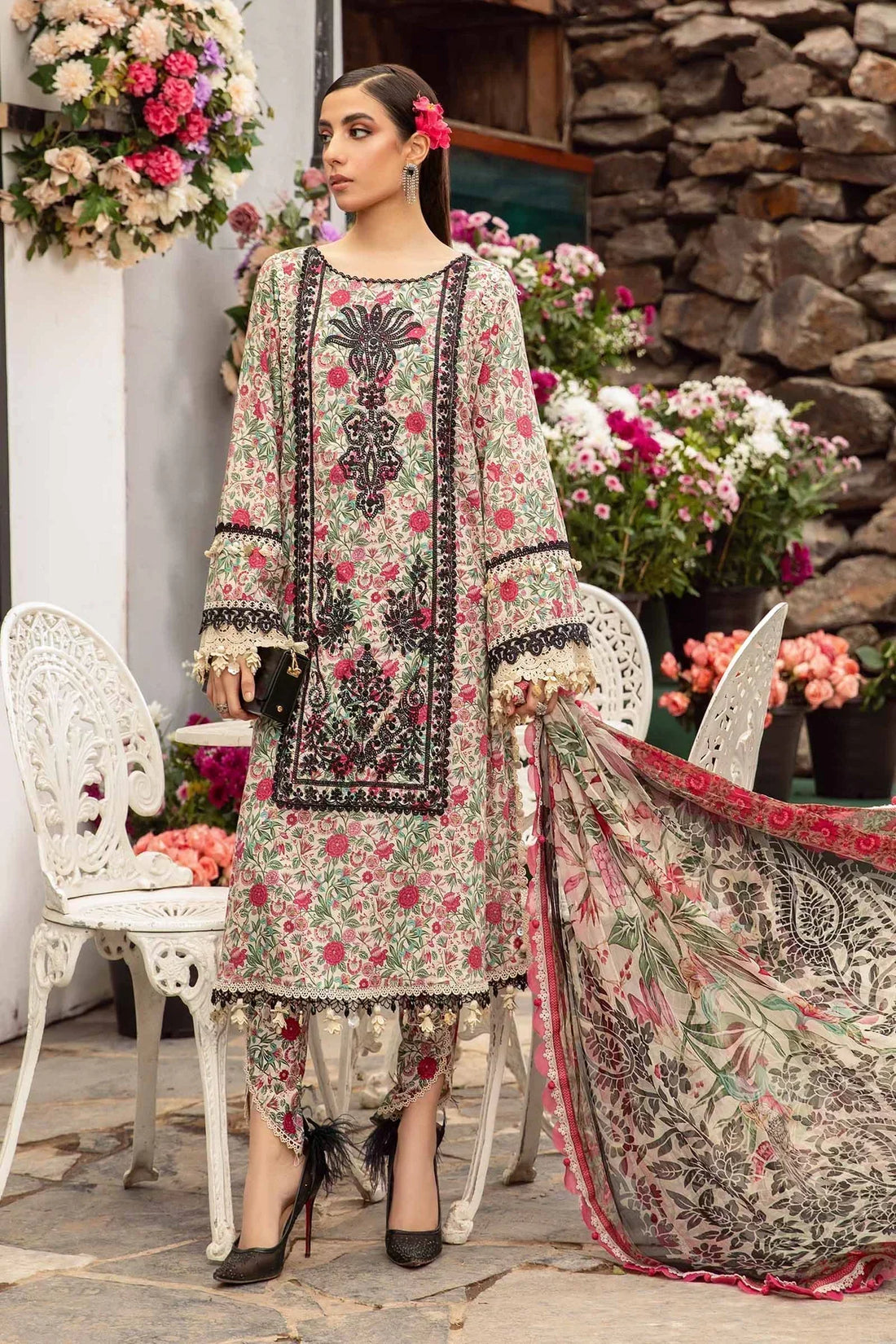 Maria B | M Prints Spring 24 | MPT-2113-A -  Maria B Luxury -  Agha Fabrics