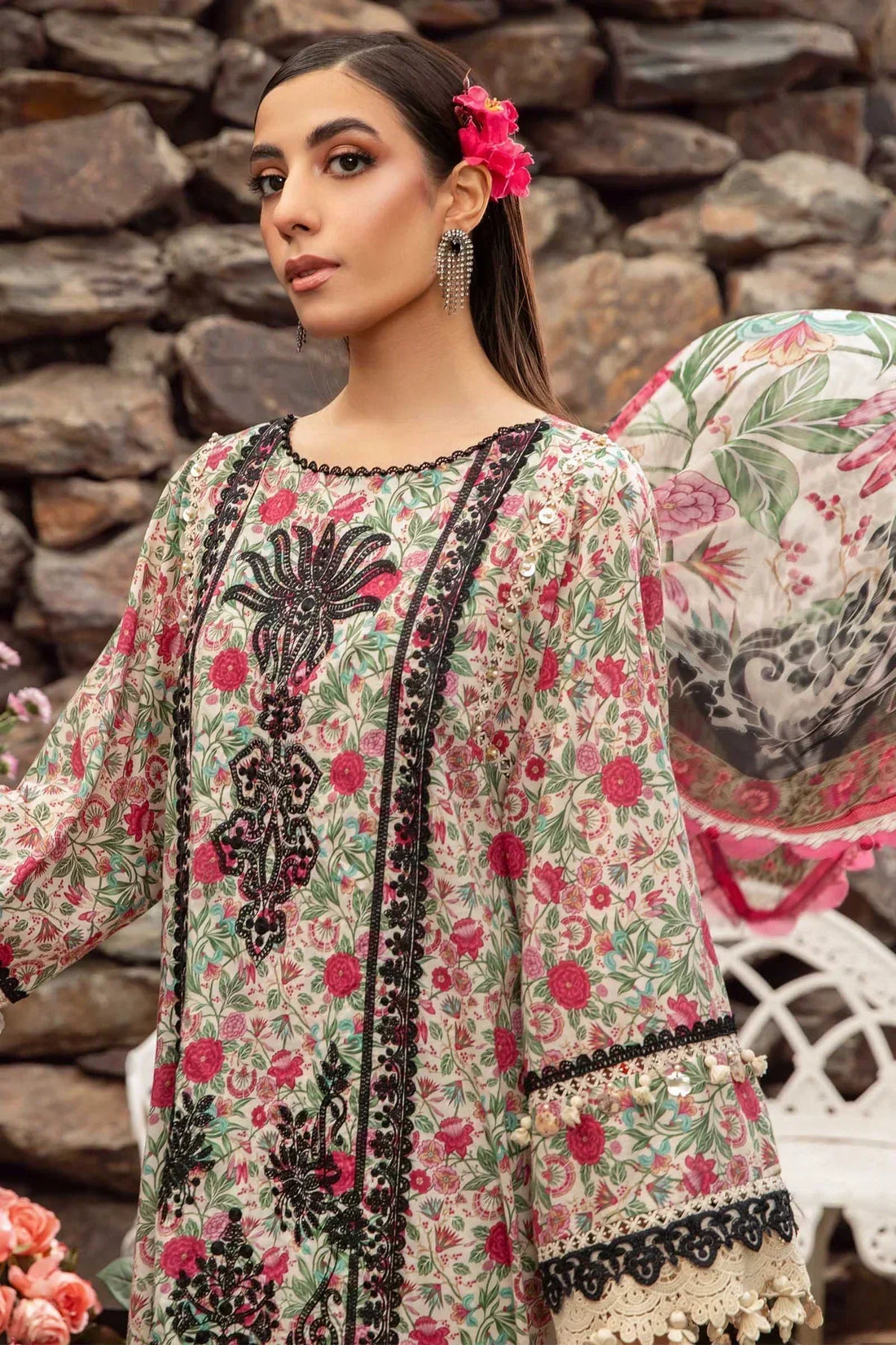 Maria B | M Prints Spring 24 | MPT-2113-A -  Maria B Luxury -  Agha Fabrics