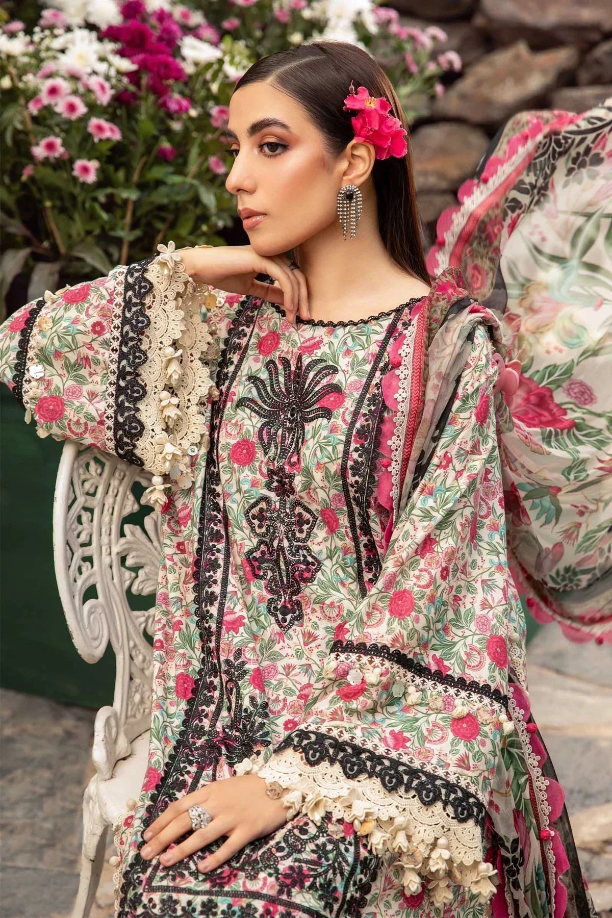 Maria B | M Prints Spring 24 | MPT-2113-A -  Maria B Luxury -  Agha Fabrics