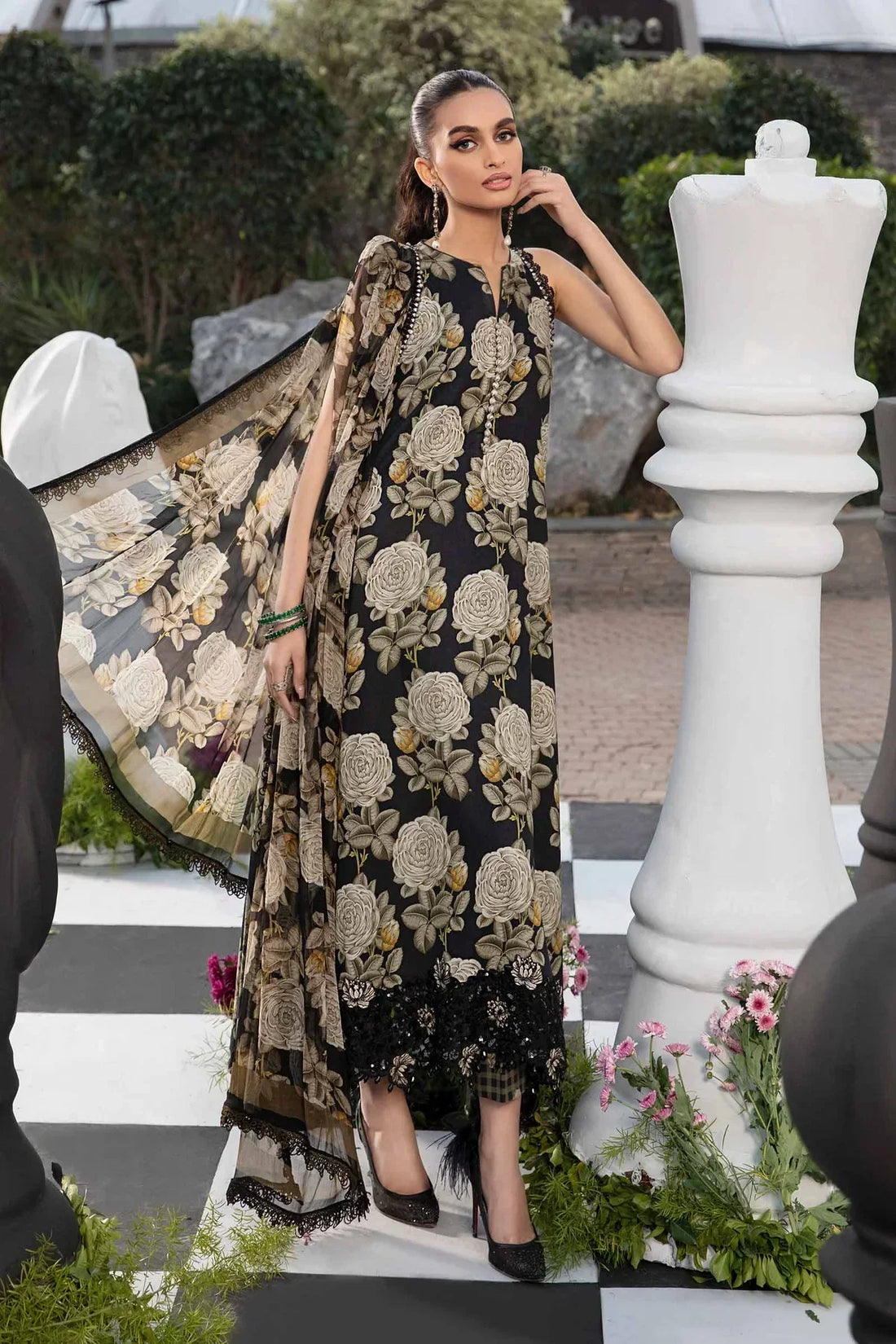 Maria B | M Prints Spring 24 | MPT-2103-B -  Maria B Luxury -  Agha Fabrics