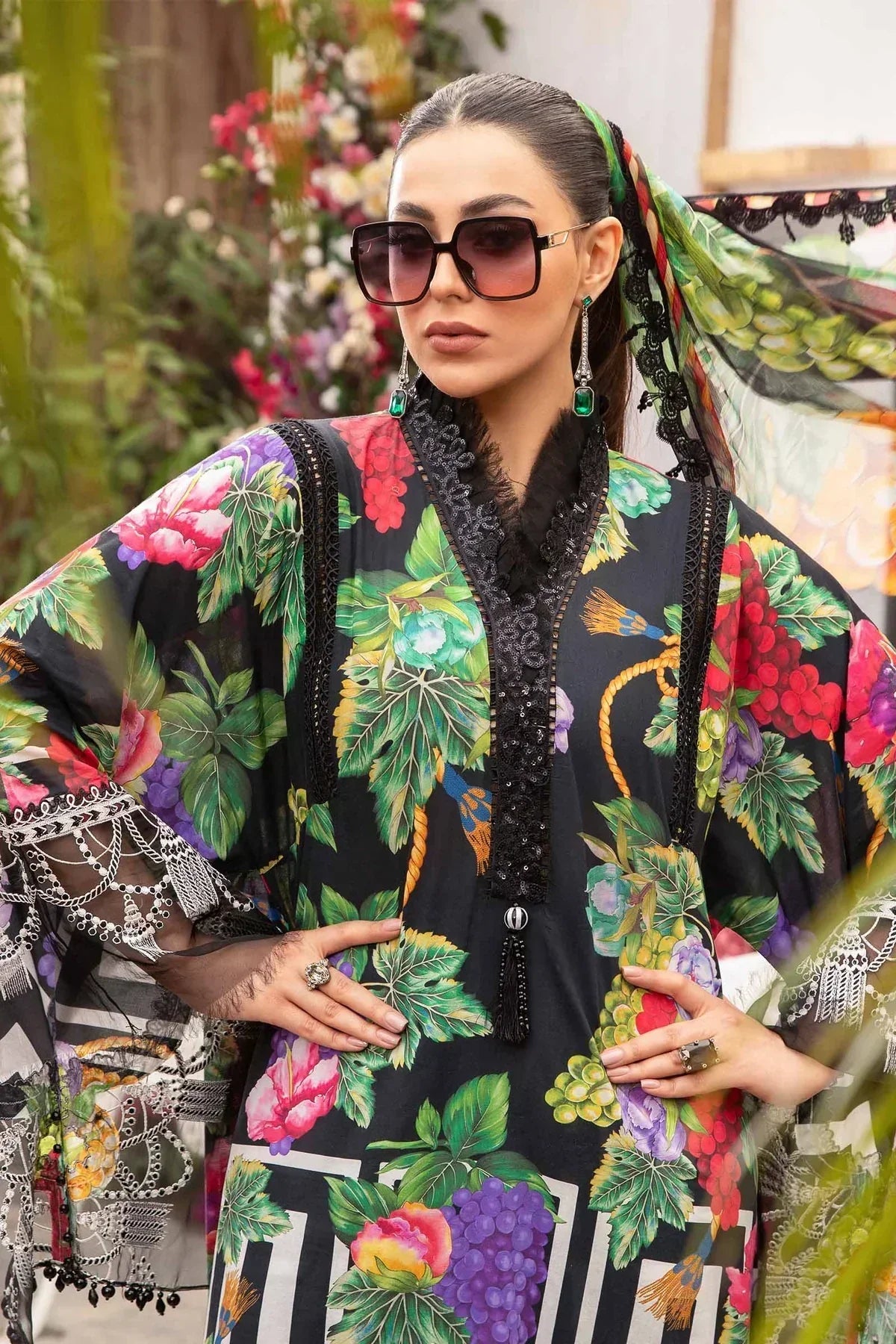 Maria B | M Prints Spring 24 | MPT-2108-B -  Maria B Luxury -  Agha Fabrics