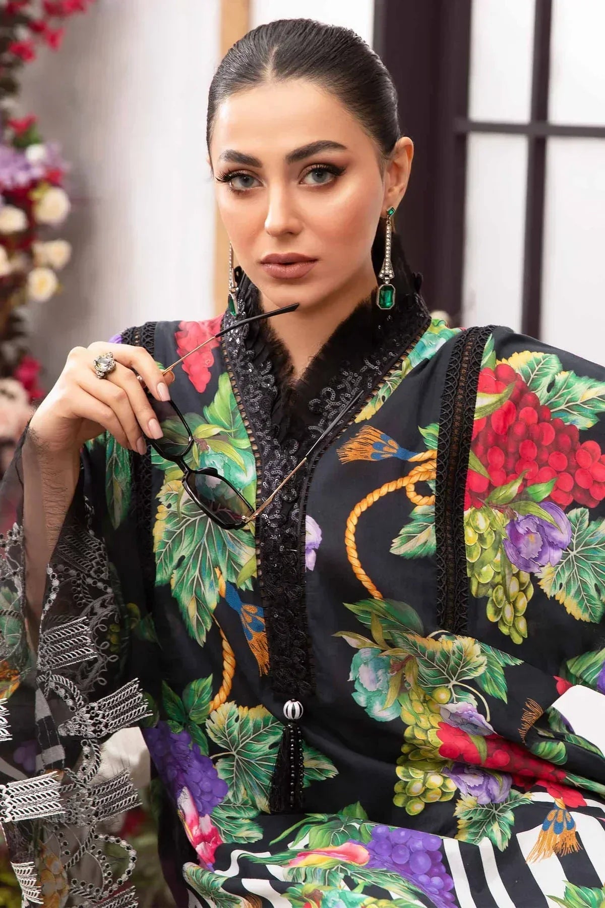 Maria B | M Prints Spring 24 | MPT-2108-B -  Maria B Luxury -  Agha Fabrics