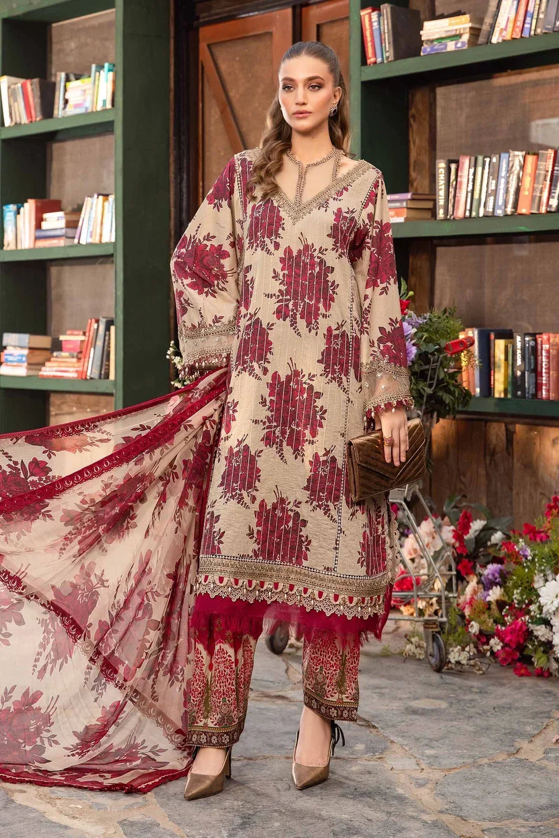Maria B | M Prints Spring 24 | MPT-2110-A -  Maria B Luxury -  Agha Fabrics