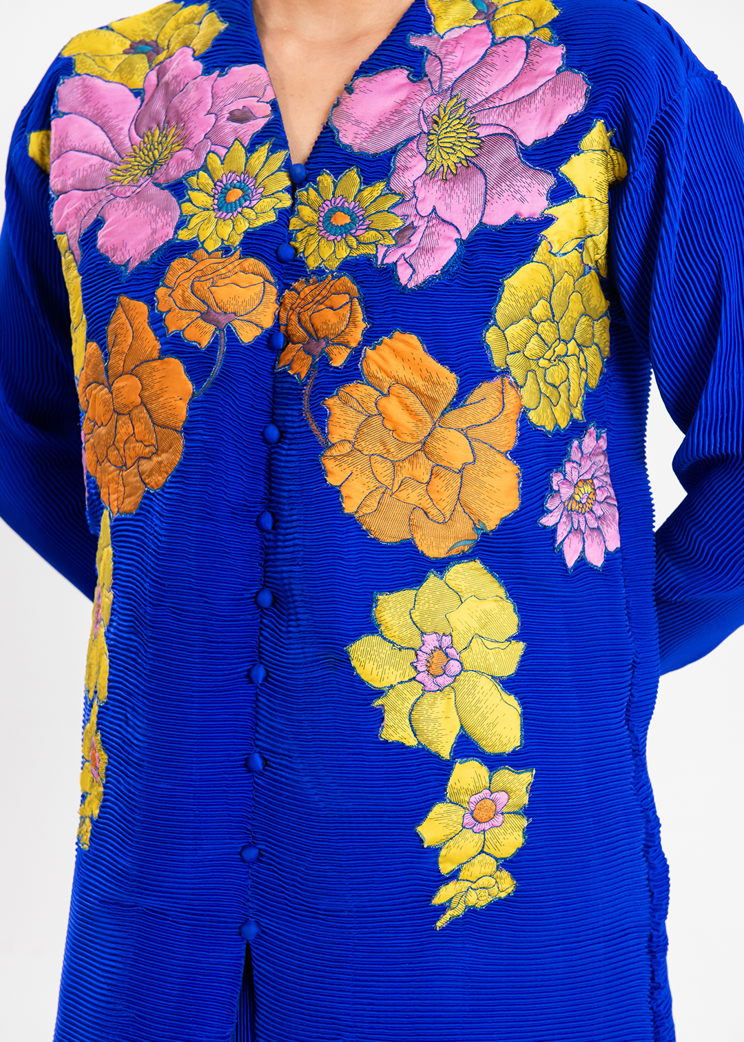 Maria Osama Khan | Claire Pleated Silk | Azure -  Maria Osama Khan Formal -  Agha Fabrics