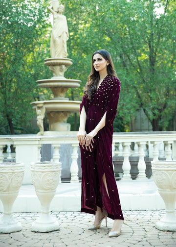 Purple Haze | Velvet Formals | Burgendy Velvet Kaftan