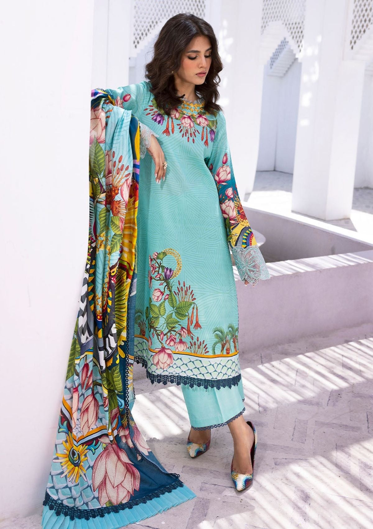 Lawn Collection - Roheenaz- 8b - Leya - Parrot Paradise