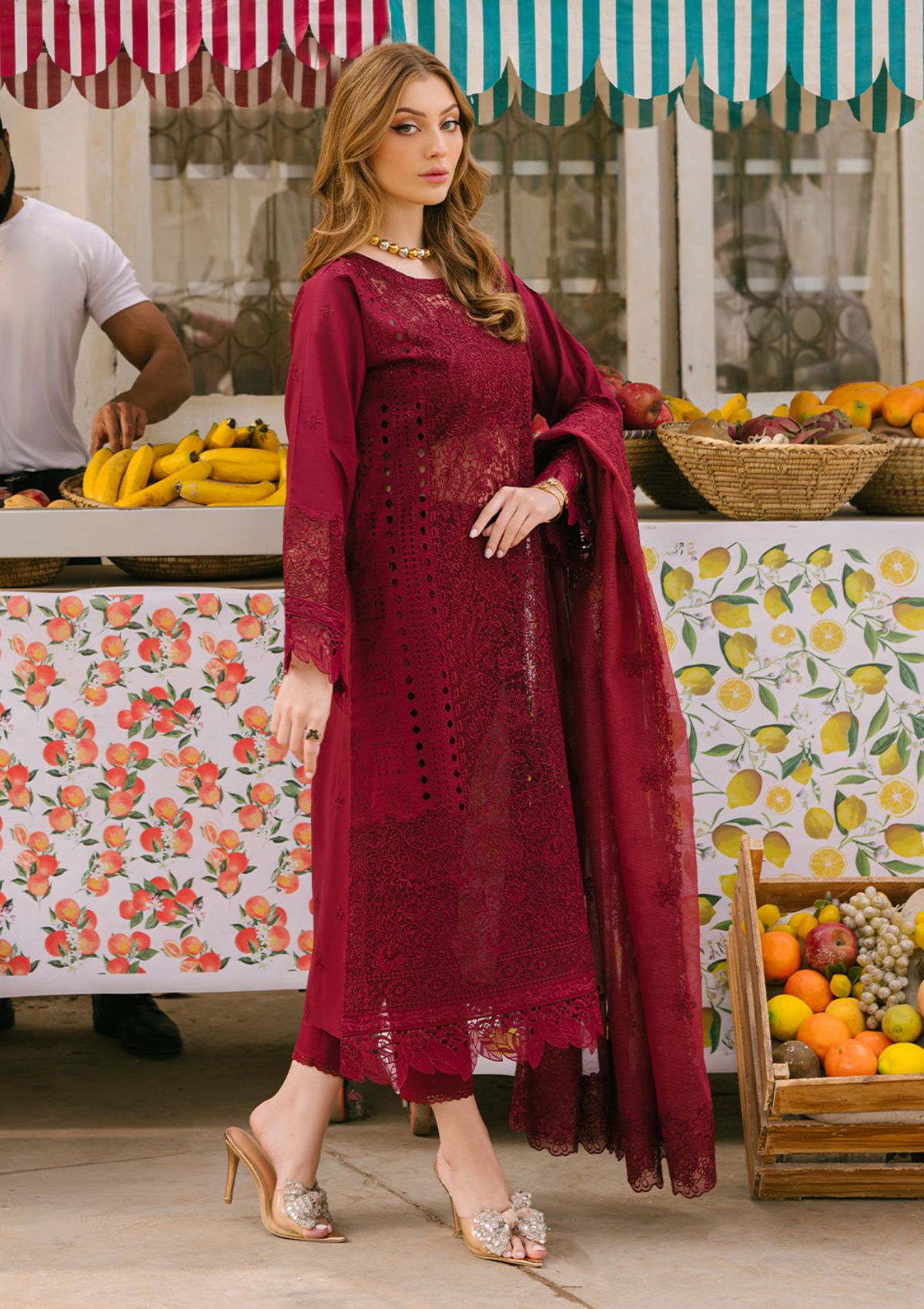 Lawn Collection - Mahnur - Mahrukh - Eid Edit 24 - ME24#2 - SCARLET DREAM