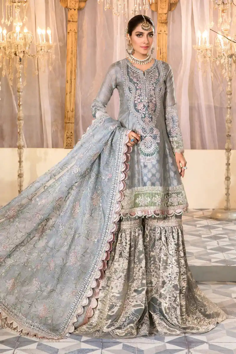 Maria B | Embroidered Collection 22 | Pearl Blue and Ash Pink (BD-2403) -  Maria B Formal -  Agha Fabrics