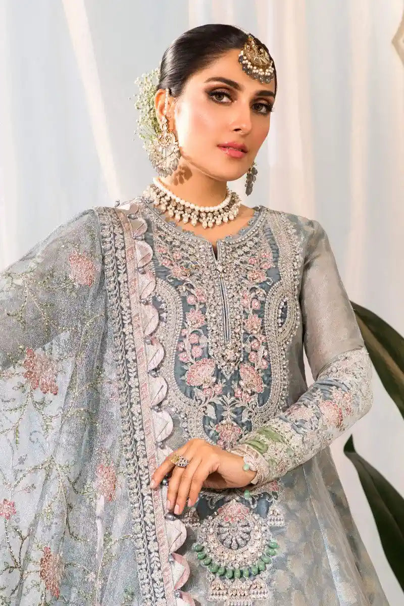 Maria B | Embroidered Collection 22 | Pearl Blue and Ash Pink (BD-2403) -  Maria B Formal -  Agha Fabrics