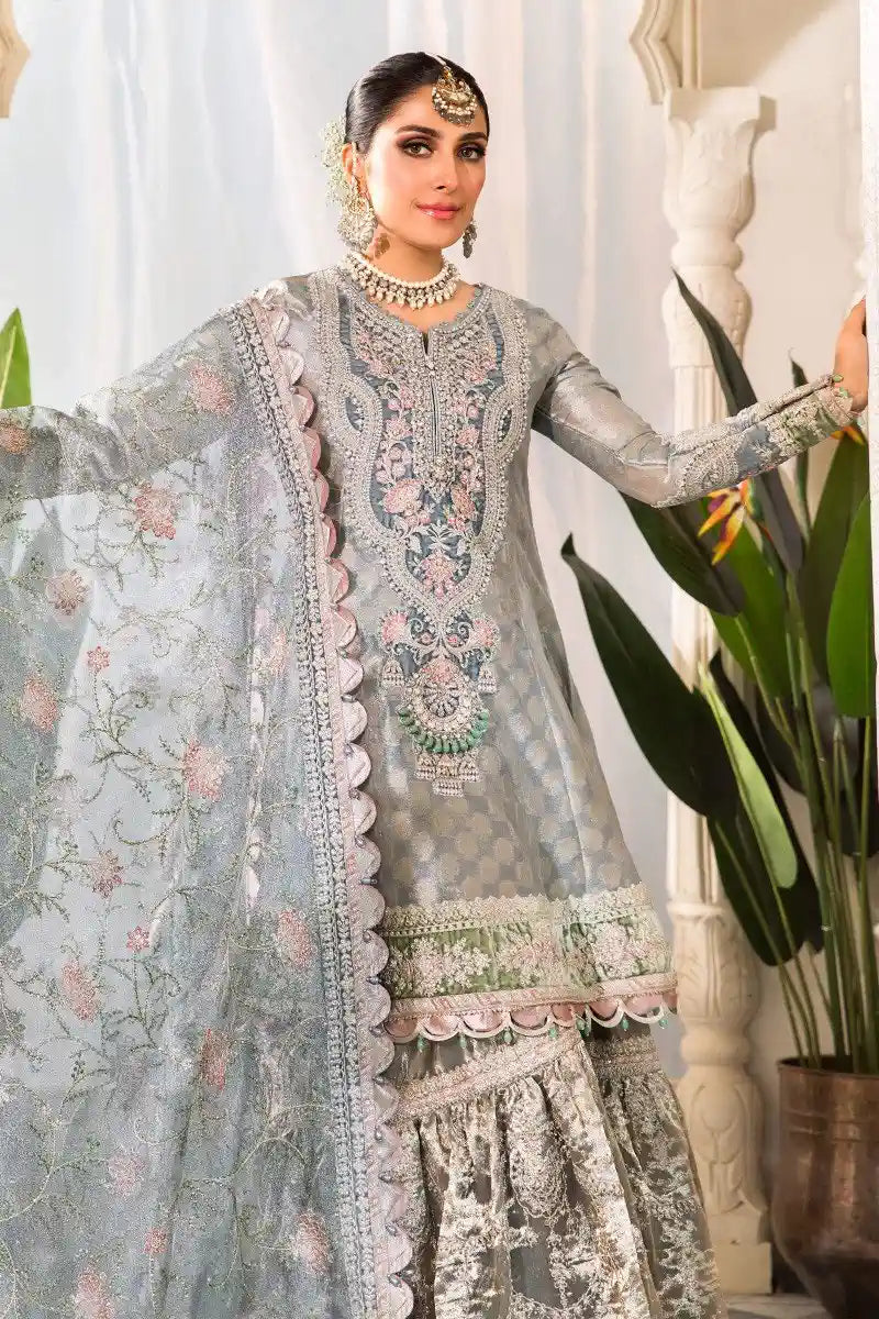 Maria B | Embroidered Collection 22 | Pearl Blue and Ash Pink (BD-2403) -  Maria B Formal -  Agha Fabrics