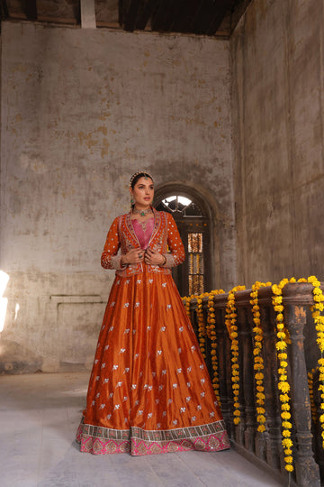 Wahaj M Khan | Banno Formals | Bano Rust Choli Set