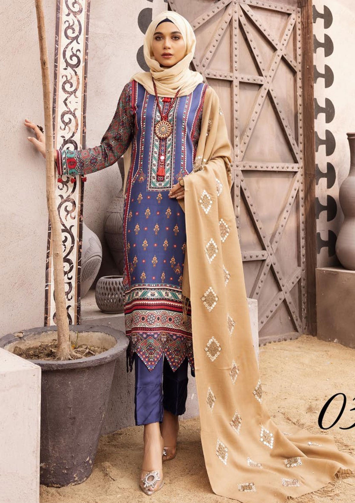 Winter Collectiion - Dua - Gul-e-Zarki - Indigo - IWD#03