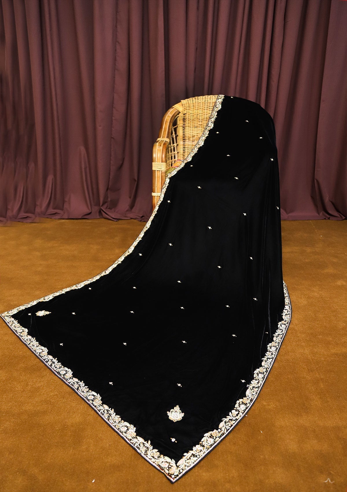 Winter Collection - Kashmiri Tanka - Velvet Shawl With Tilla Border - Work 4