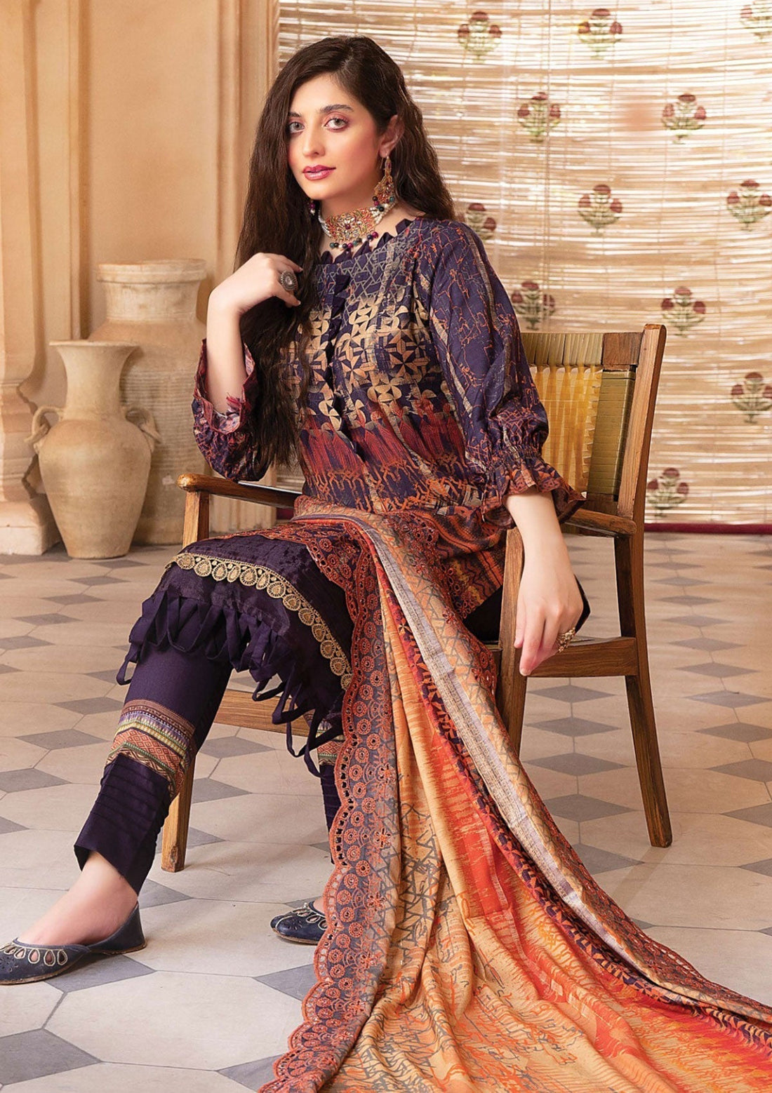 Winter Collection - Mahee's - Embroidered - Slub Staple - D#2