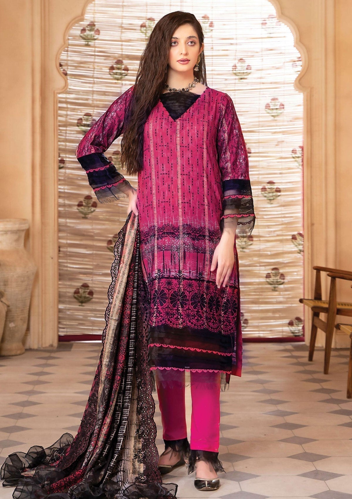 Winter Collection - Mahee's - Embroidered - Slub Staple - D#4