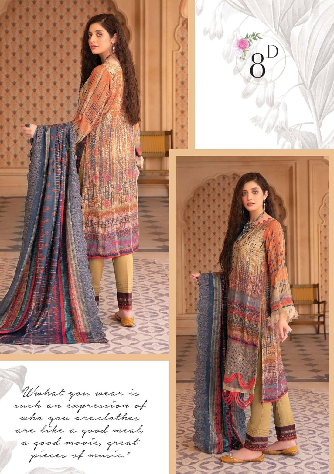 Winter Collection - Mahee's - Embroidered - Slub Staple - D#8