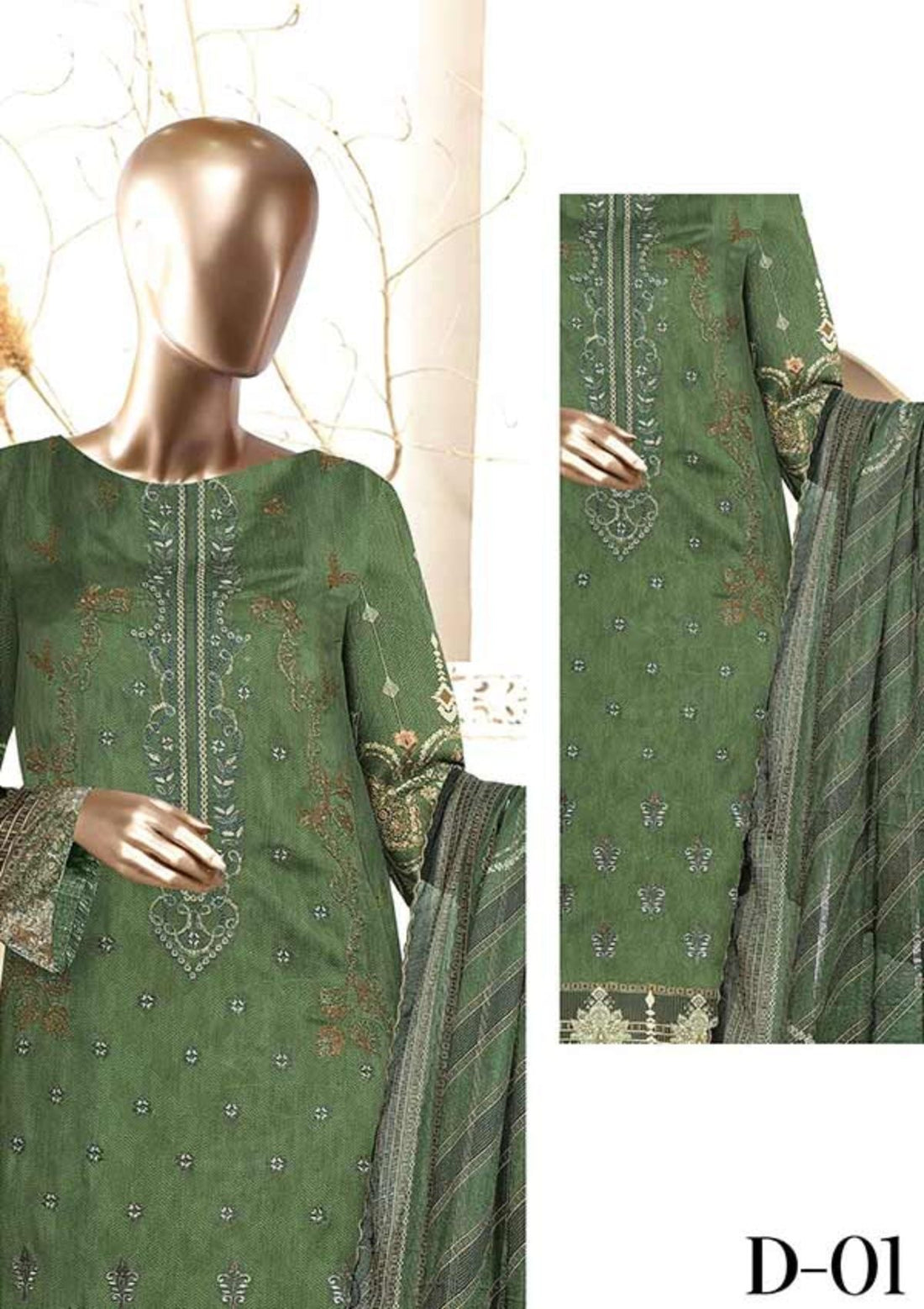 Winter Collection - Malva - Musk - Emb Viscose - 3Pcs - AJ#01