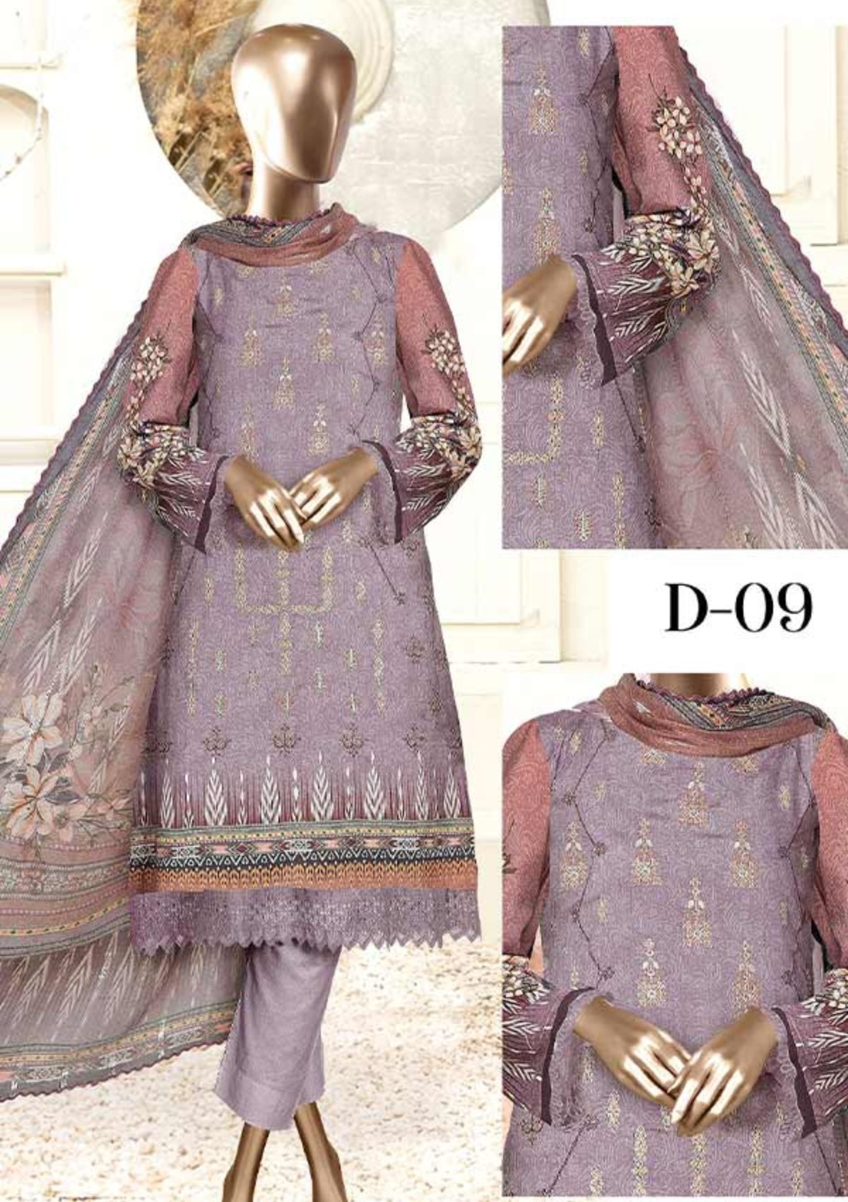 Winter Collection - Malva - Musk - Emb Viscose - 3Pcs - AJ#09