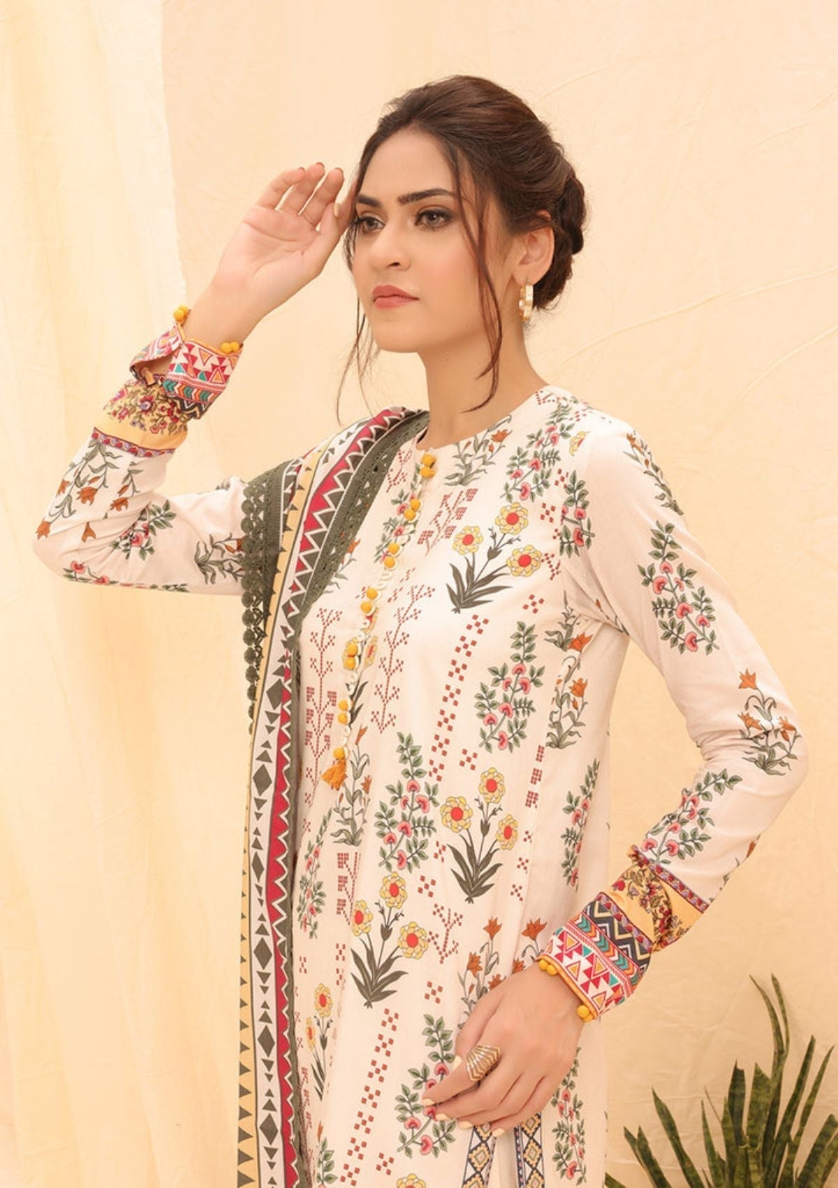 Winter Collection - Salitex - Printed Linen - V01 - WK#01175 (White)
