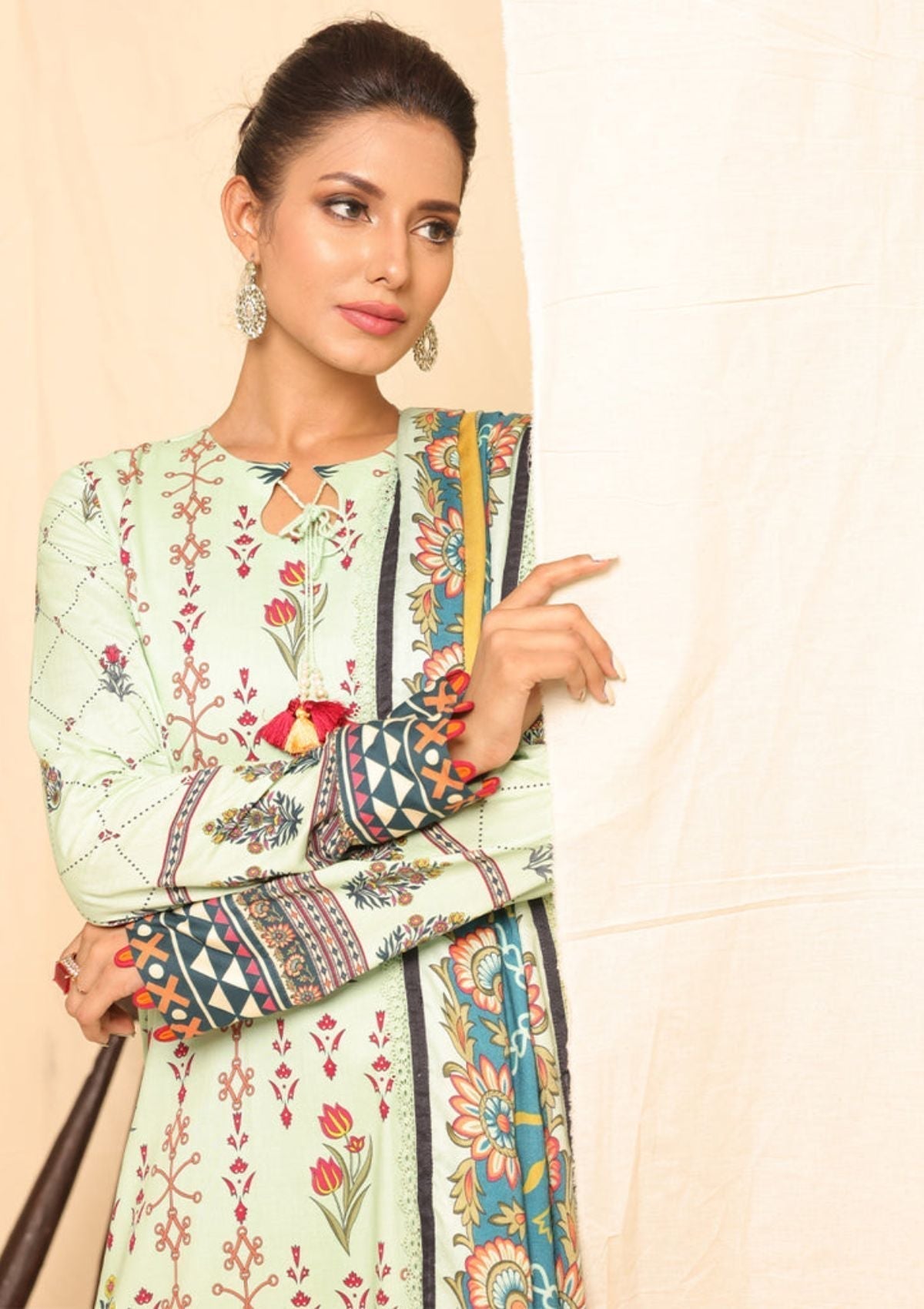 Winter Collection - Salitex - Printed Linen - V01 - WK#01182 (M Green)