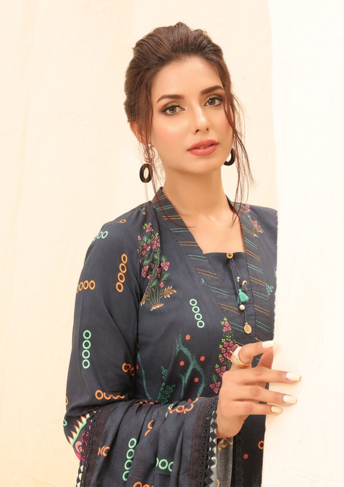 Winter Collection - Salitex - Printed Linen - V01 - WK#01184 (N Blue)