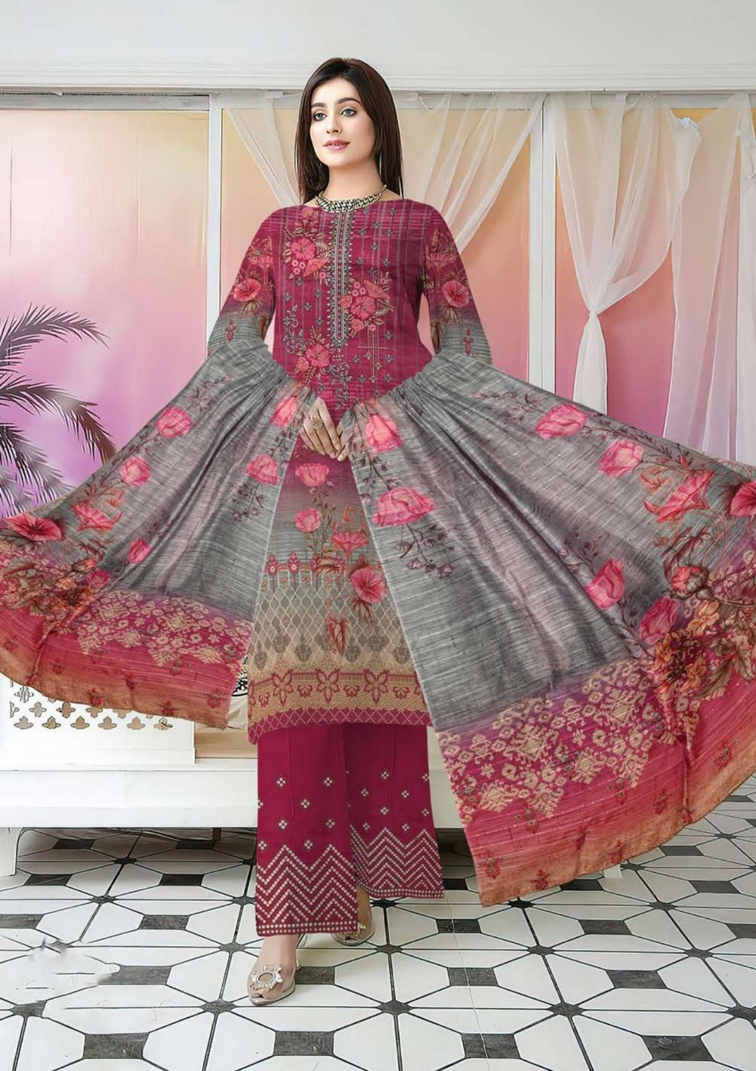 Winter Collection - Zara Meer - Viscose - V08 - D#7 - Official Zara Meer - Agha Fabrics UK