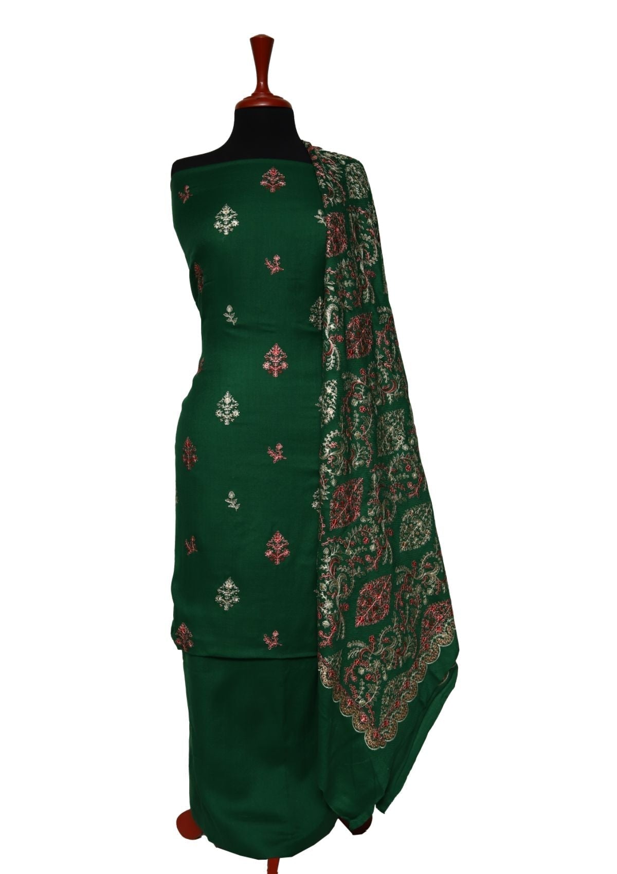 Winter Dress - Pashmina - Embroidery - B Green D#01