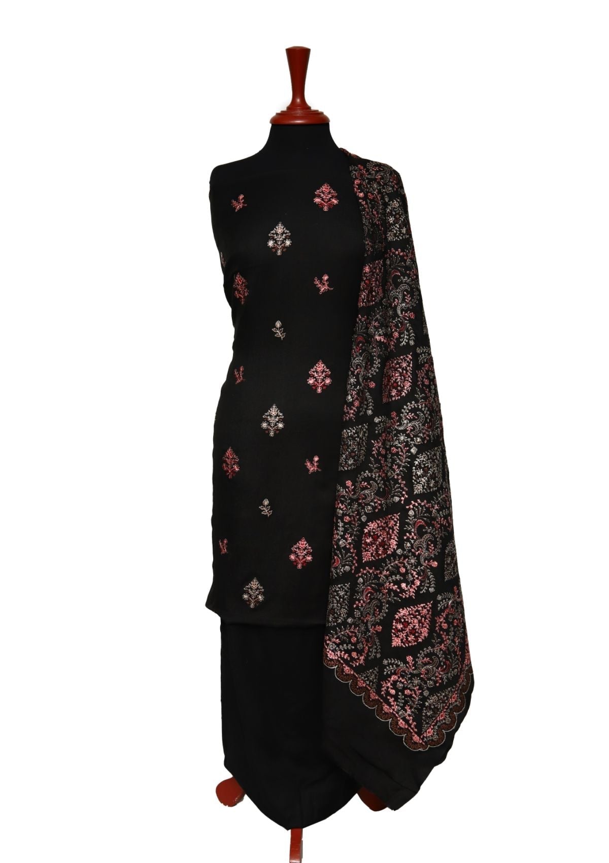 Winter Dress - Pashmina - Embroidery - Black D#01