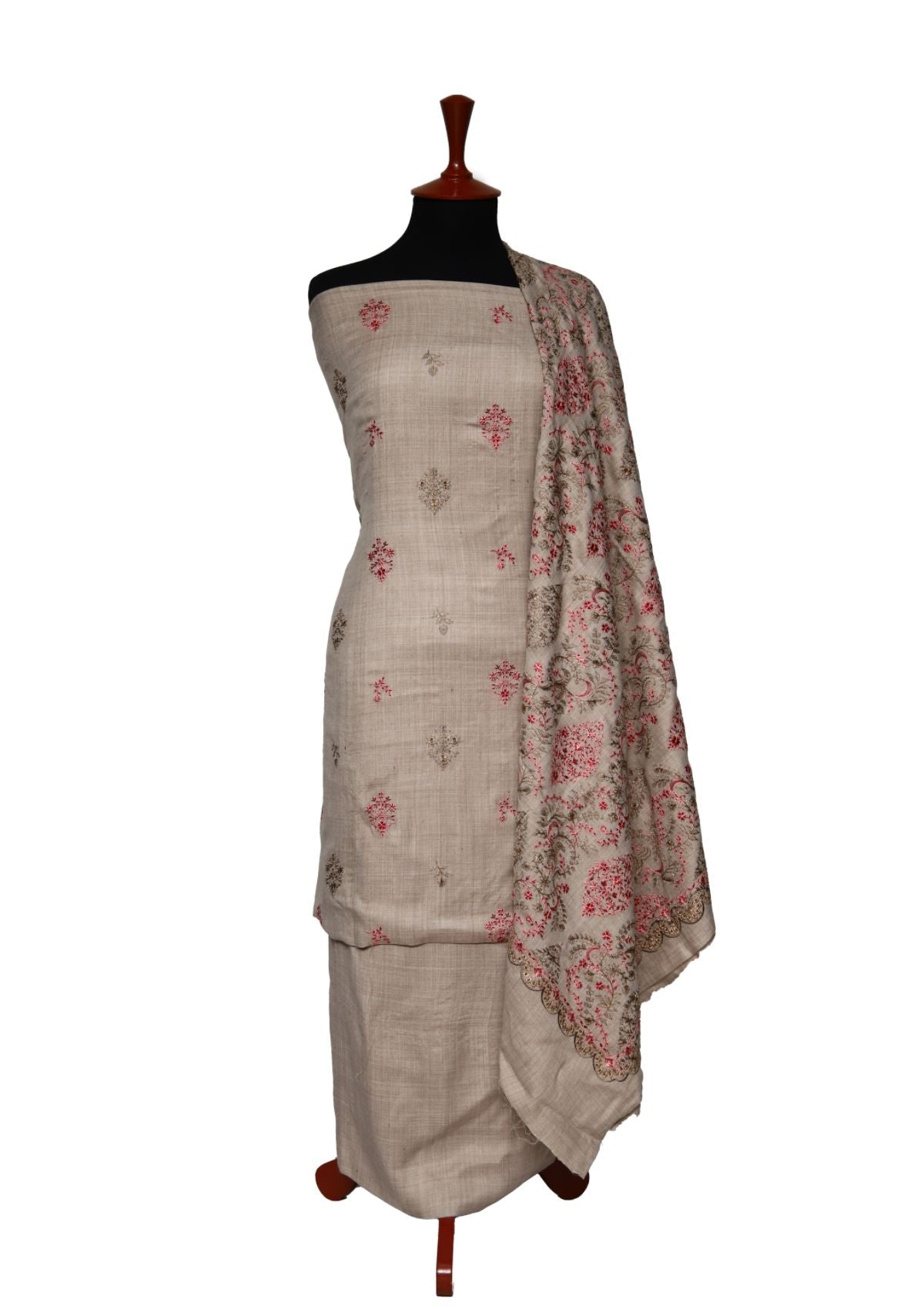 Winter Dress - Pashmina - Embroidery - Fawn D#01