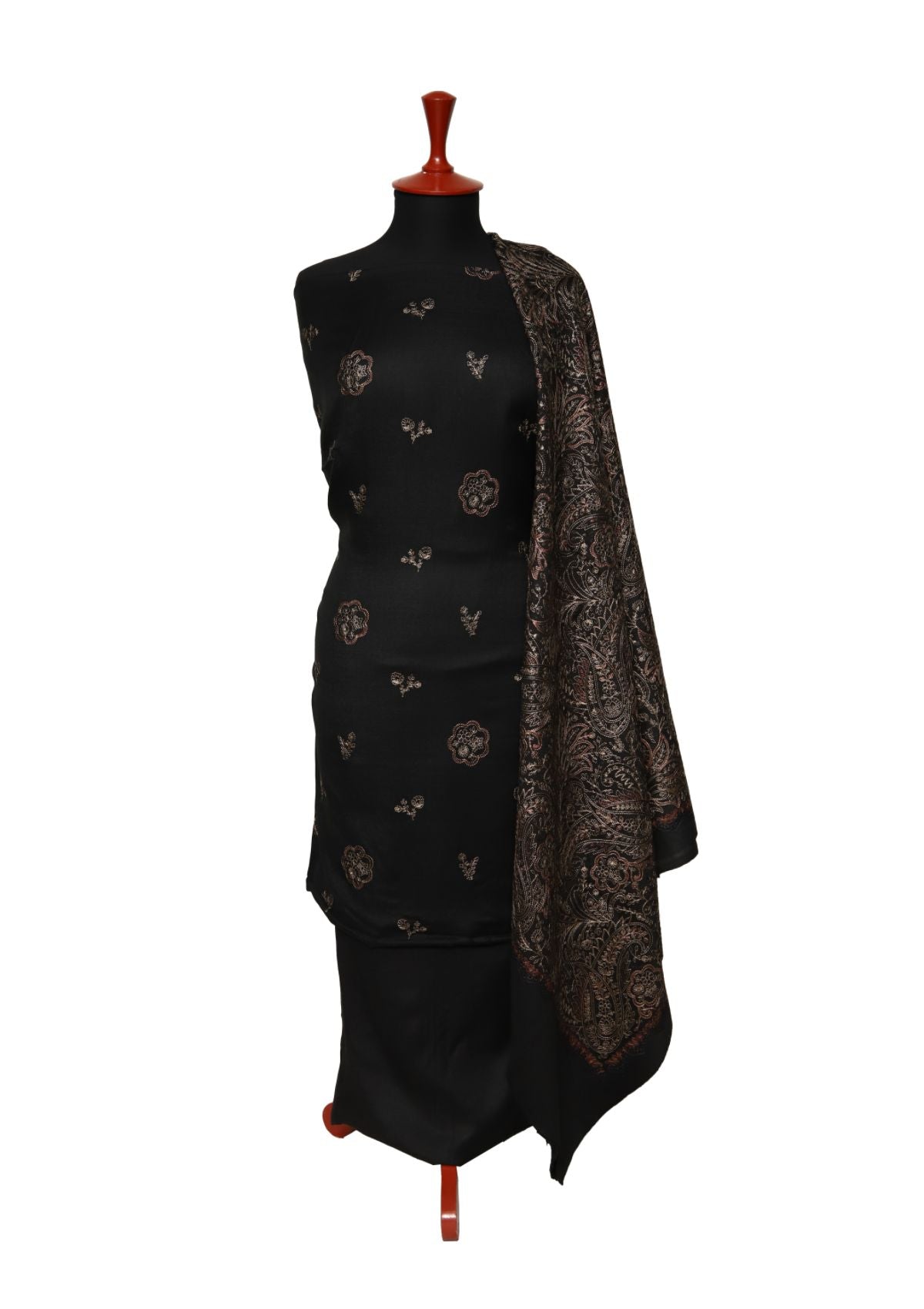 Winter Dress - Pashmina - Embroidery - L Brown D#02