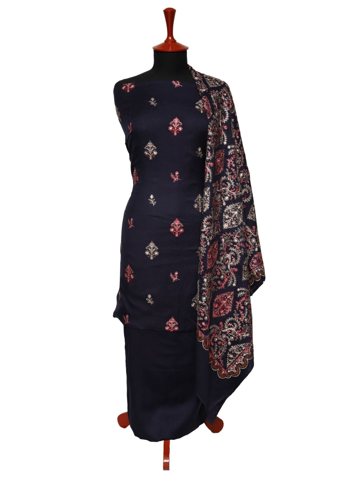 Winter Dress - Pashmina - Embroidery - N Blue D#01