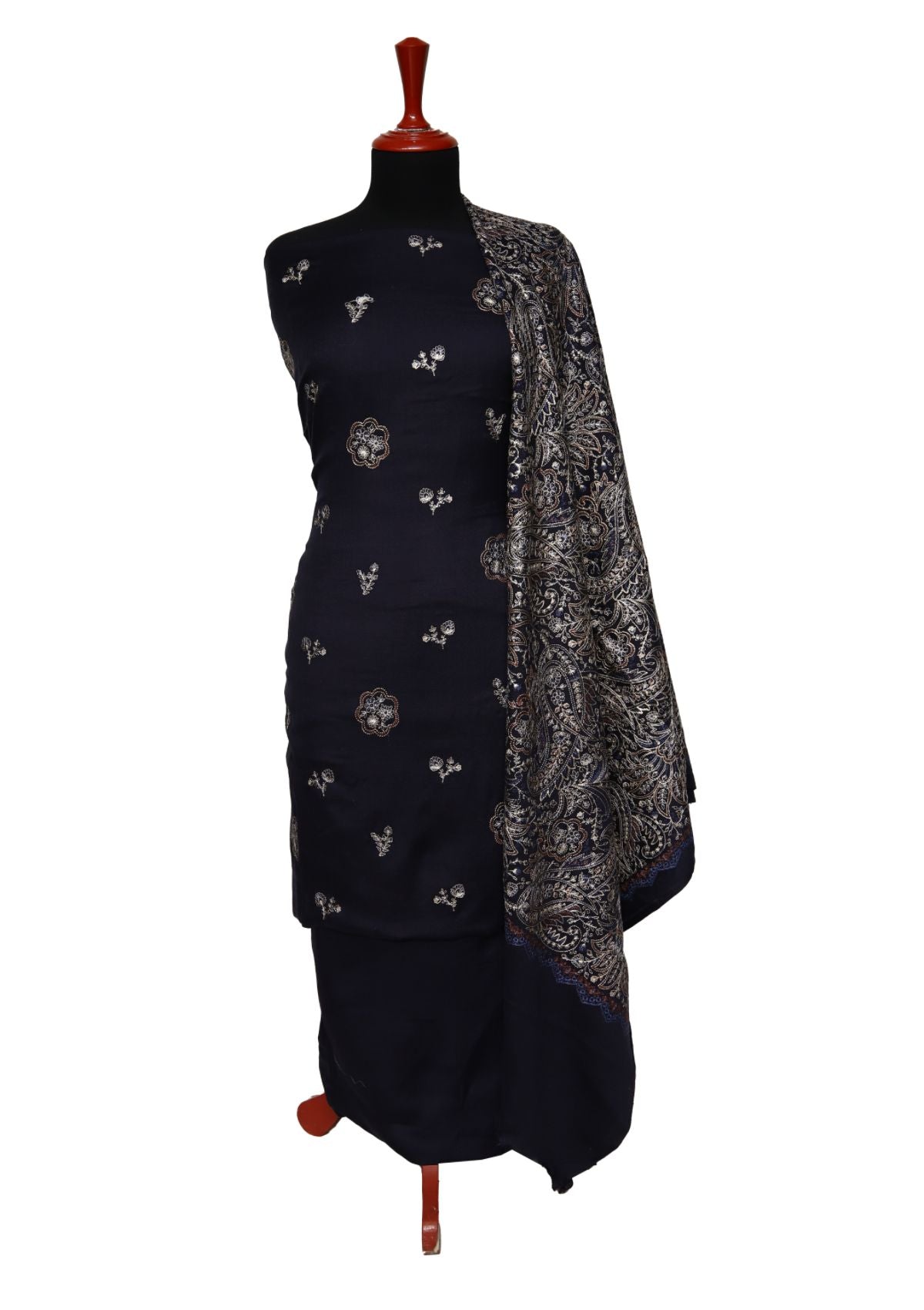 Winter Dress - Pashmina - Embroidery - N Blue D#02