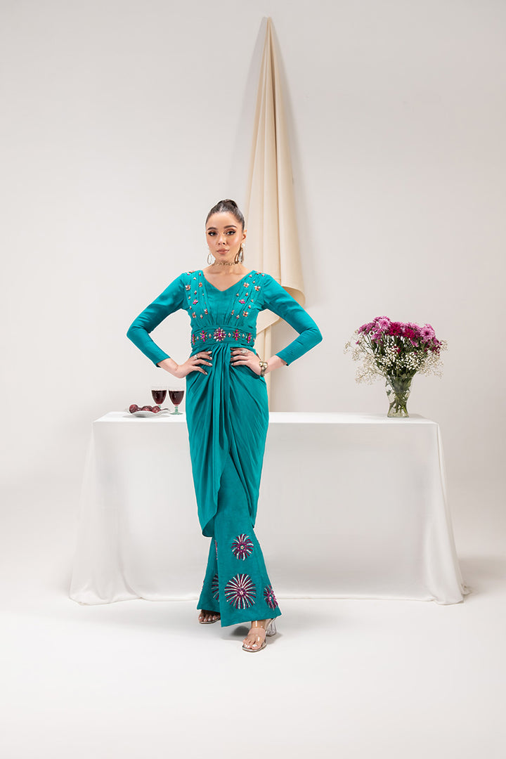 Maria Osama Khan | Tiffany Formals | Aquamarine -  Maria Osama Khan Formal -  Agha Fabrics